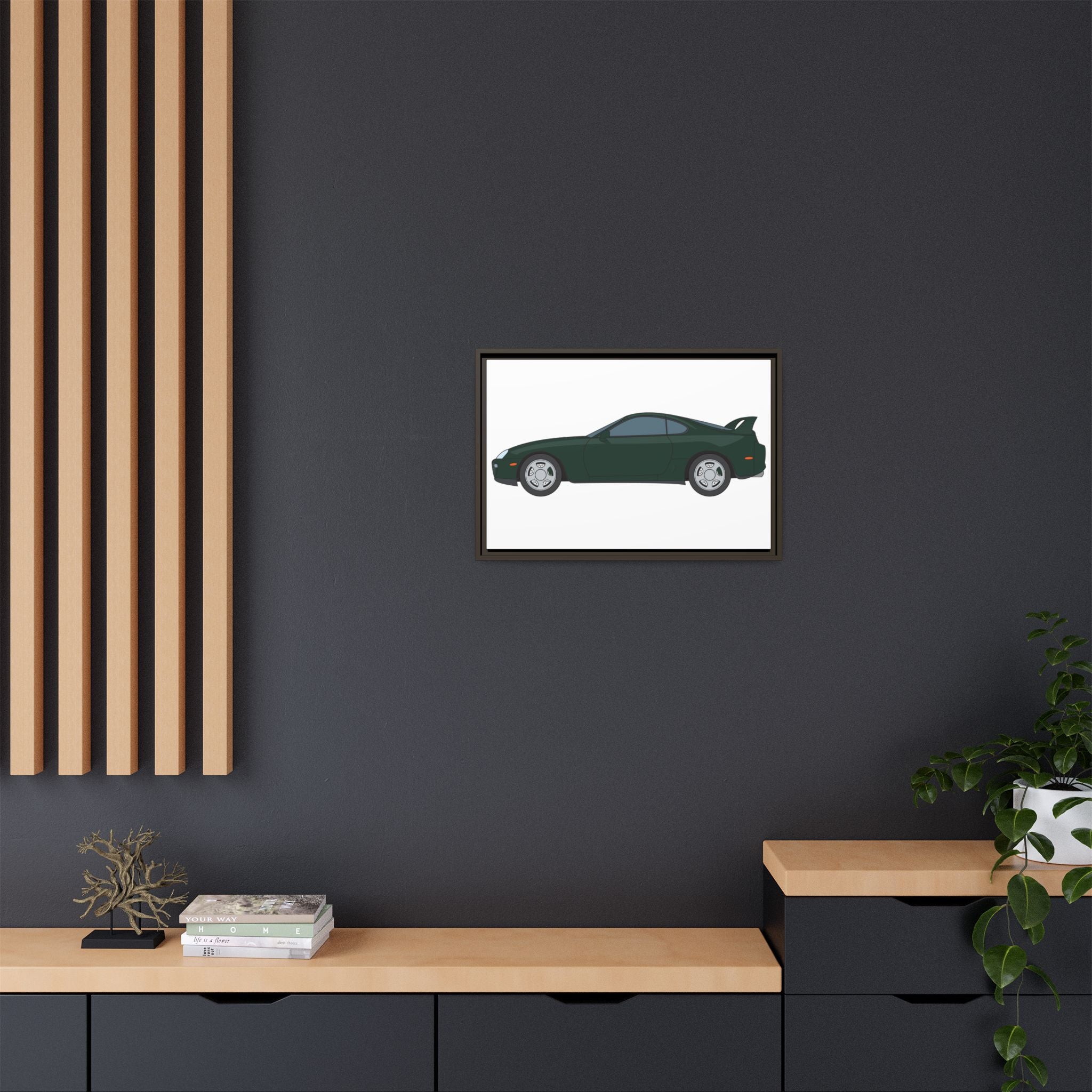 Toyota Supra MK4 Dark Green Mica Art Print — Framed Matte Canvas Wall Decor