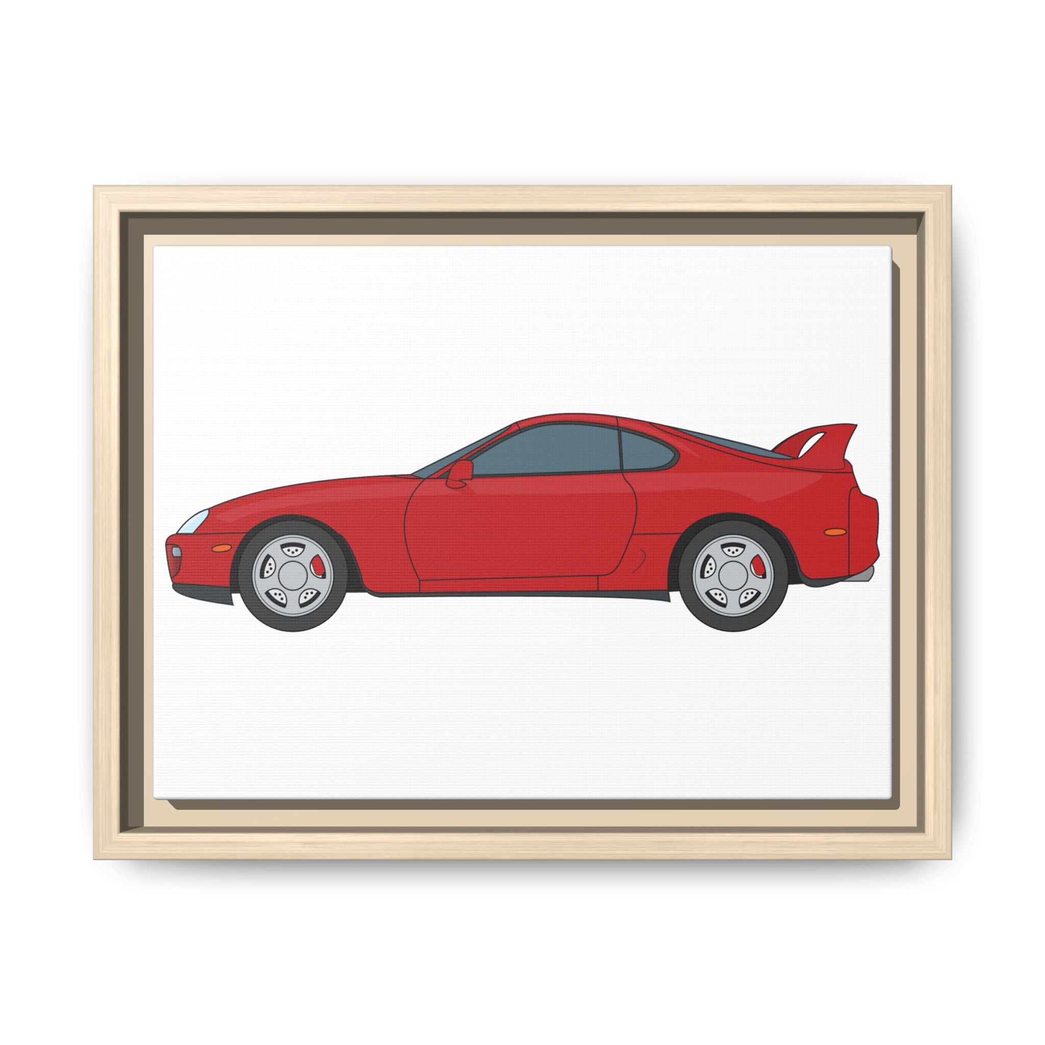 Toyota Supra MK4 Super Red ll Art Print — Framed Matte Canvas Wall Decor
