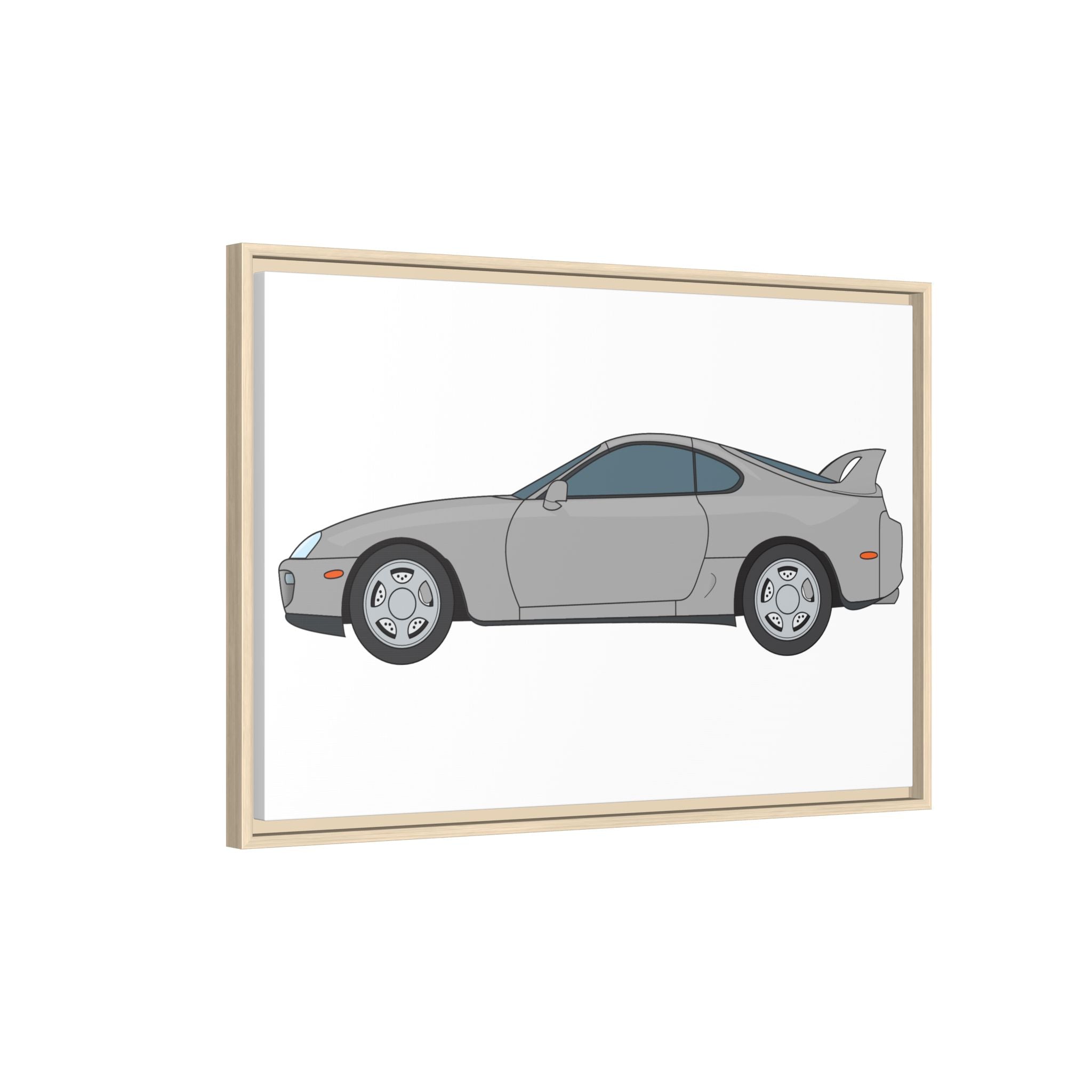 Toyota Supra MK4 Silver Metallic Art Print — Framed Matte Canvas Wall Decor
