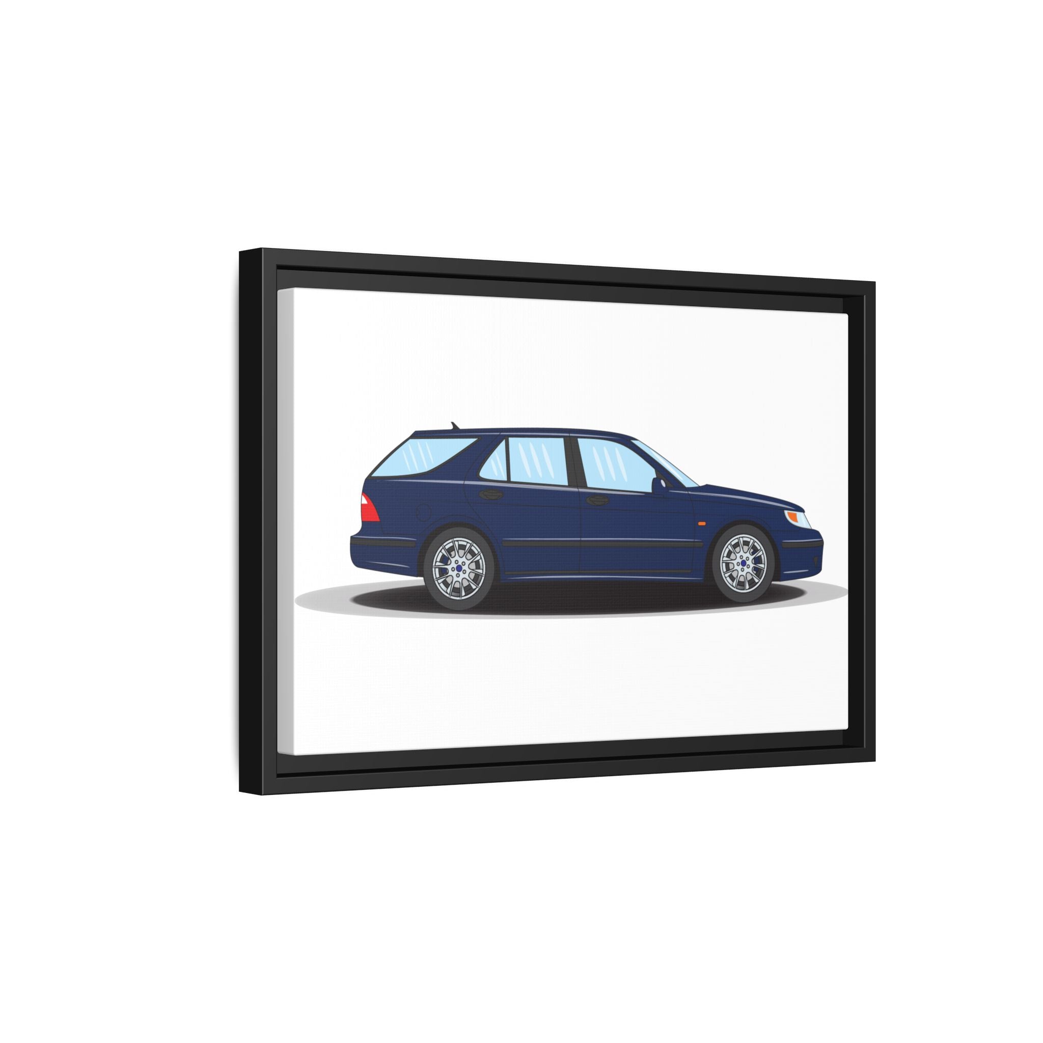 Saab 9-5 OG Aero Wagon Midnight Blue Art Print — Framed Matte Canvas Wall Decor