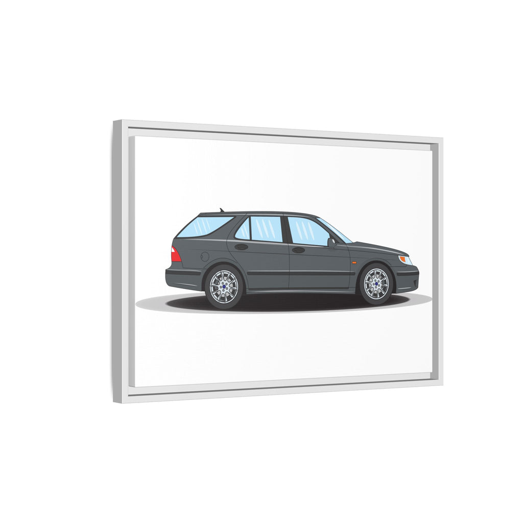 Saab 9-5 OG Aero Steel Grey Art Print — Framed Matte Canvas Wall Decor