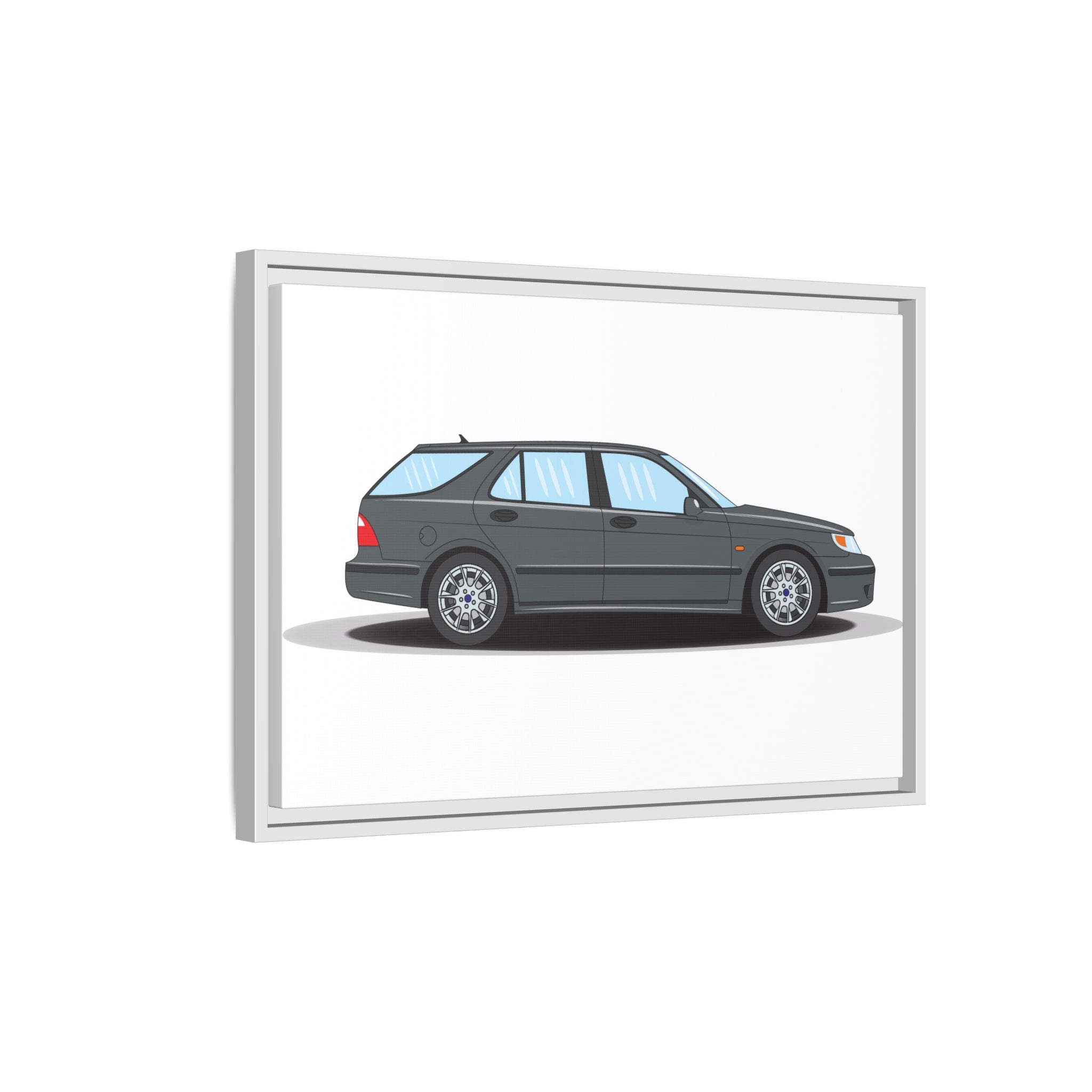 Saab 9-5 OG Aero Steel Grey Art Print — Framed Matte Canvas Wall Decor