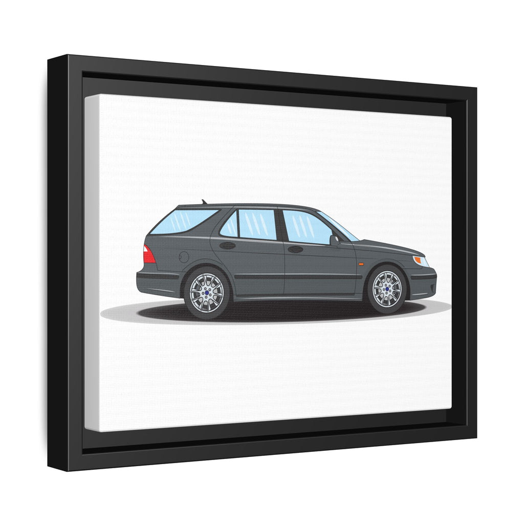 Saab 9-5 OG Aero Steel Grey Art Print — Framed Matte Canvas Wall Decor