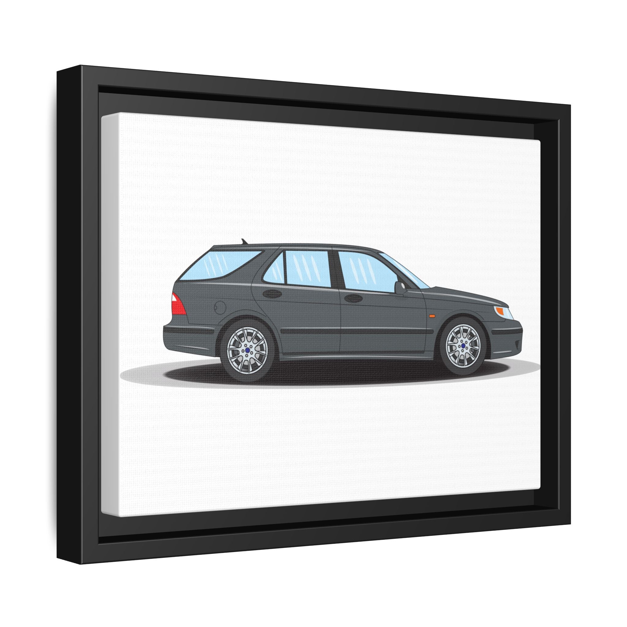 Saab 9-5 OG Aero Steel Grey Art Print — Framed Matte Canvas Wall Decor
