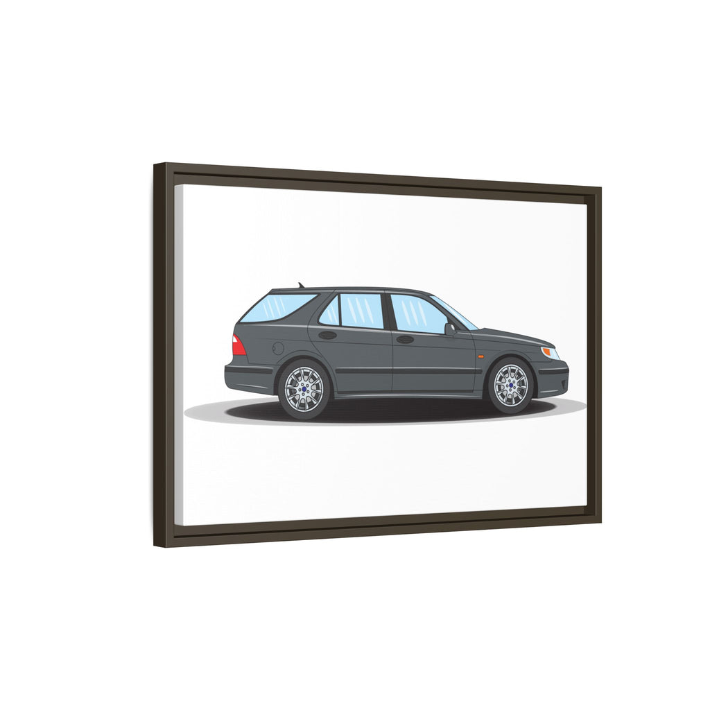 Saab 9-5 OG Aero Steel Grey Art Print — Framed Matte Canvas Wall Decor