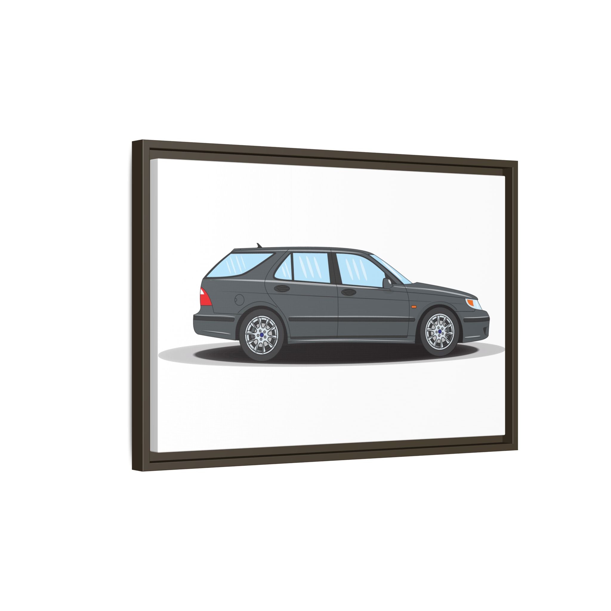 Saab 9-5 OG Aero Steel Grey Art Print — Framed Matte Canvas Wall Decor