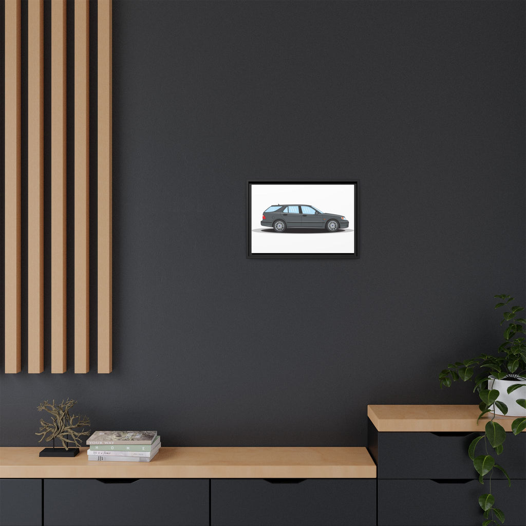 Saab 9-5 OG Aero Steel Grey Art Print — Framed Matte Canvas Wall Decor