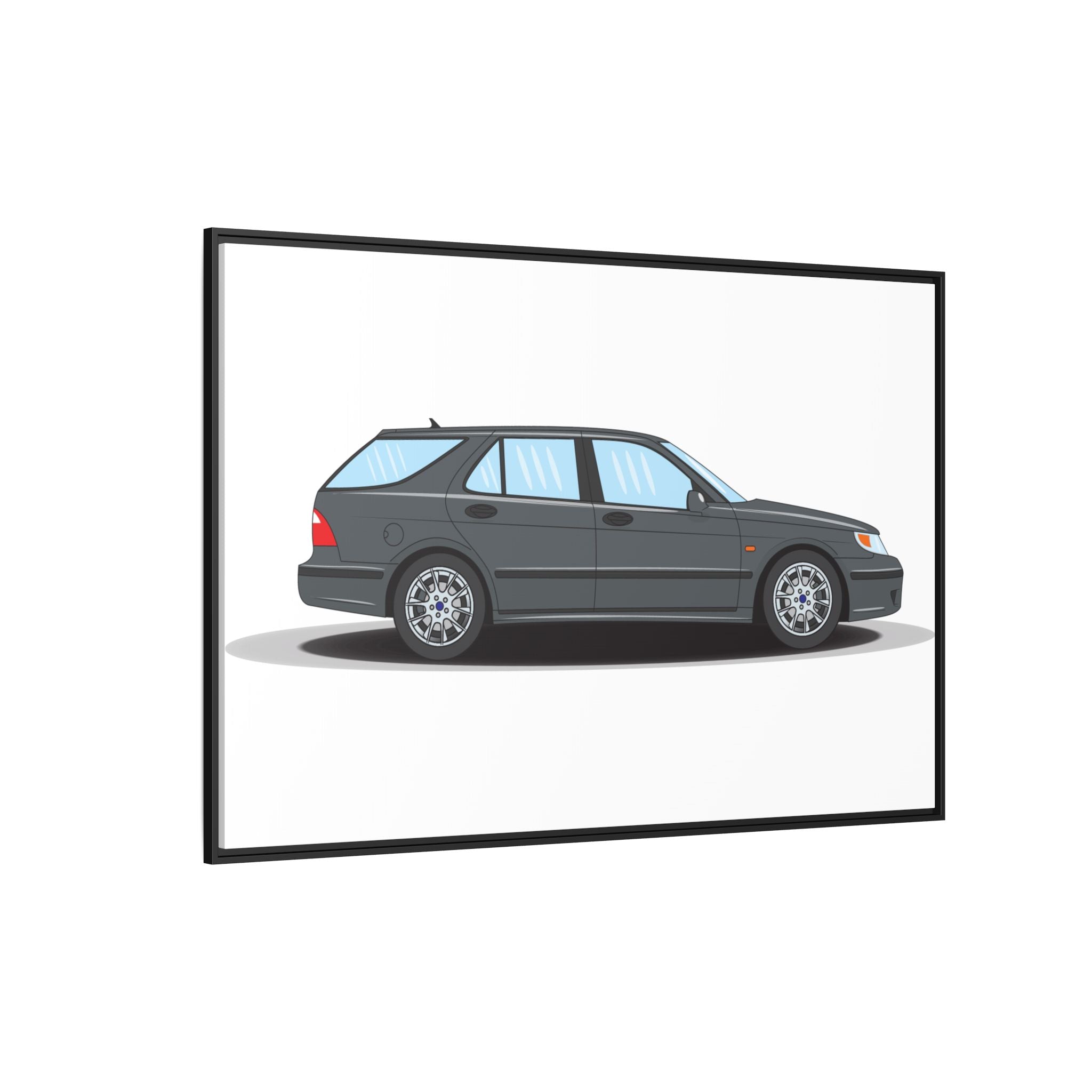 Saab 9-5 OG Aero Steel Grey Art Print — Framed Matte Canvas Wall Decor