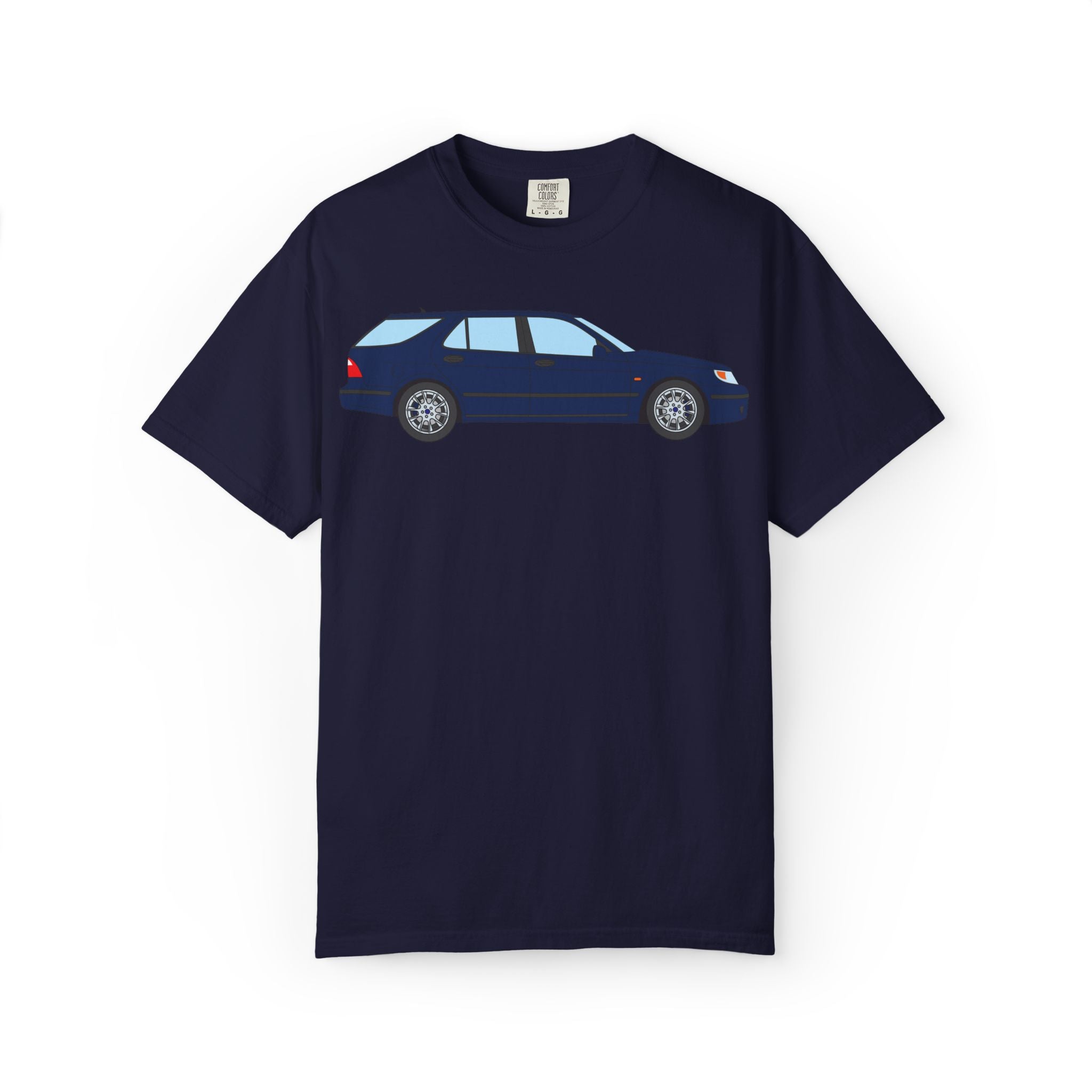 Saab 9-5 OG Aero Wagon Midnight Blue  — T-Shirt — Retro Car Graphic Tee