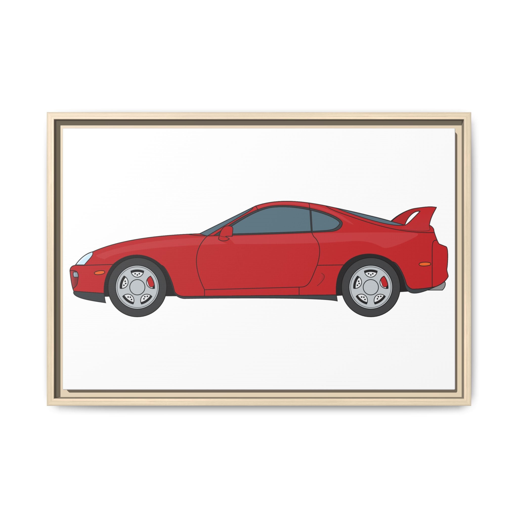 Toyota Supra MK4 Super Red ll Art Print — Framed Matte Canvas Wall Decor