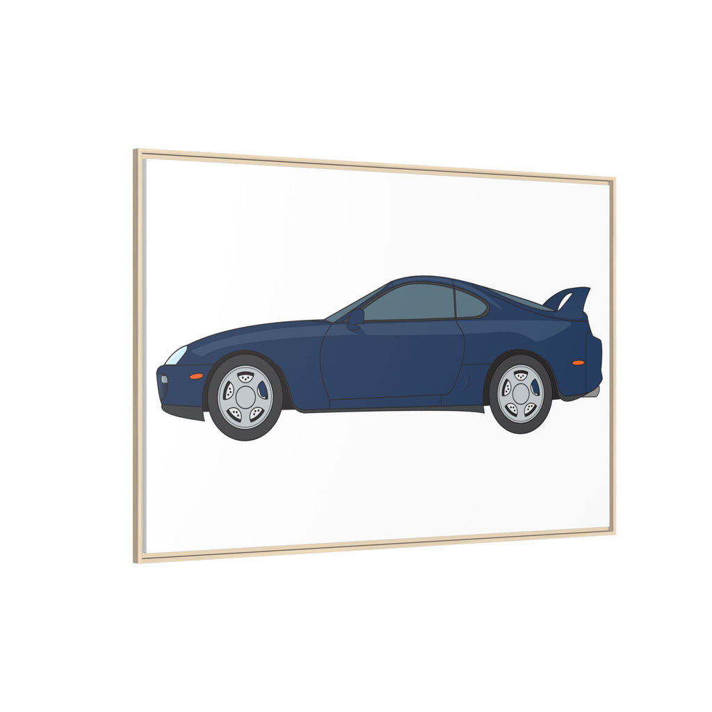 Toyota Supra MK4 Royal Sapphire Art Print — Framed Matte Canvas Wall Decor