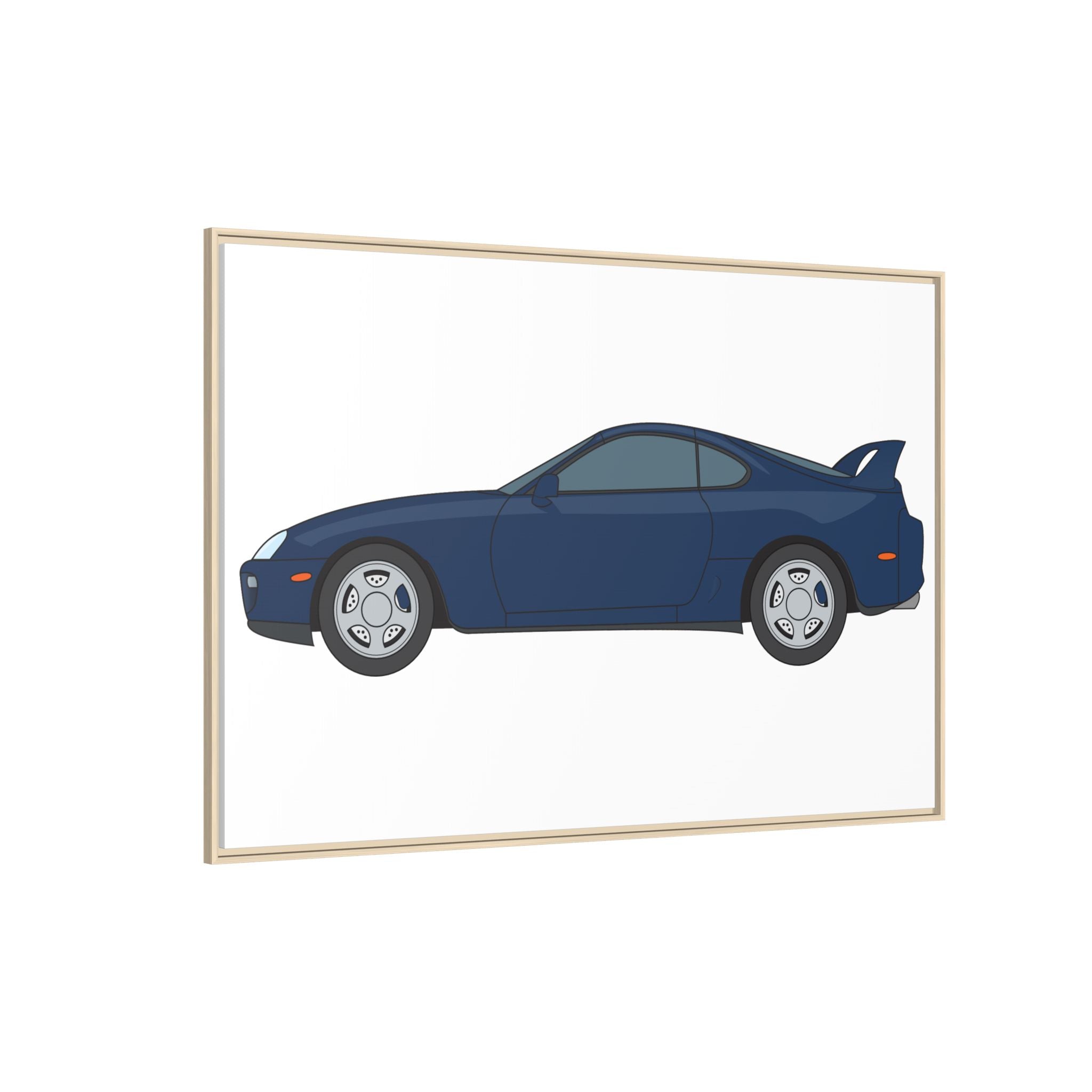 Toyota Supra MK4 Royal Sapphire Art Print — Framed Matte Canvas Wall Decor