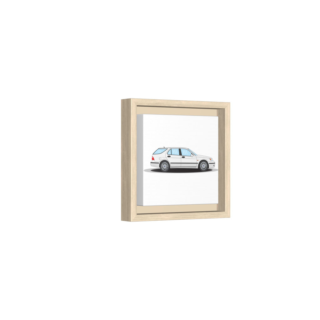 Saab 9-5 OG Aero Wagon Artic White Art Print — Framed Matte Canvas Wall Decor