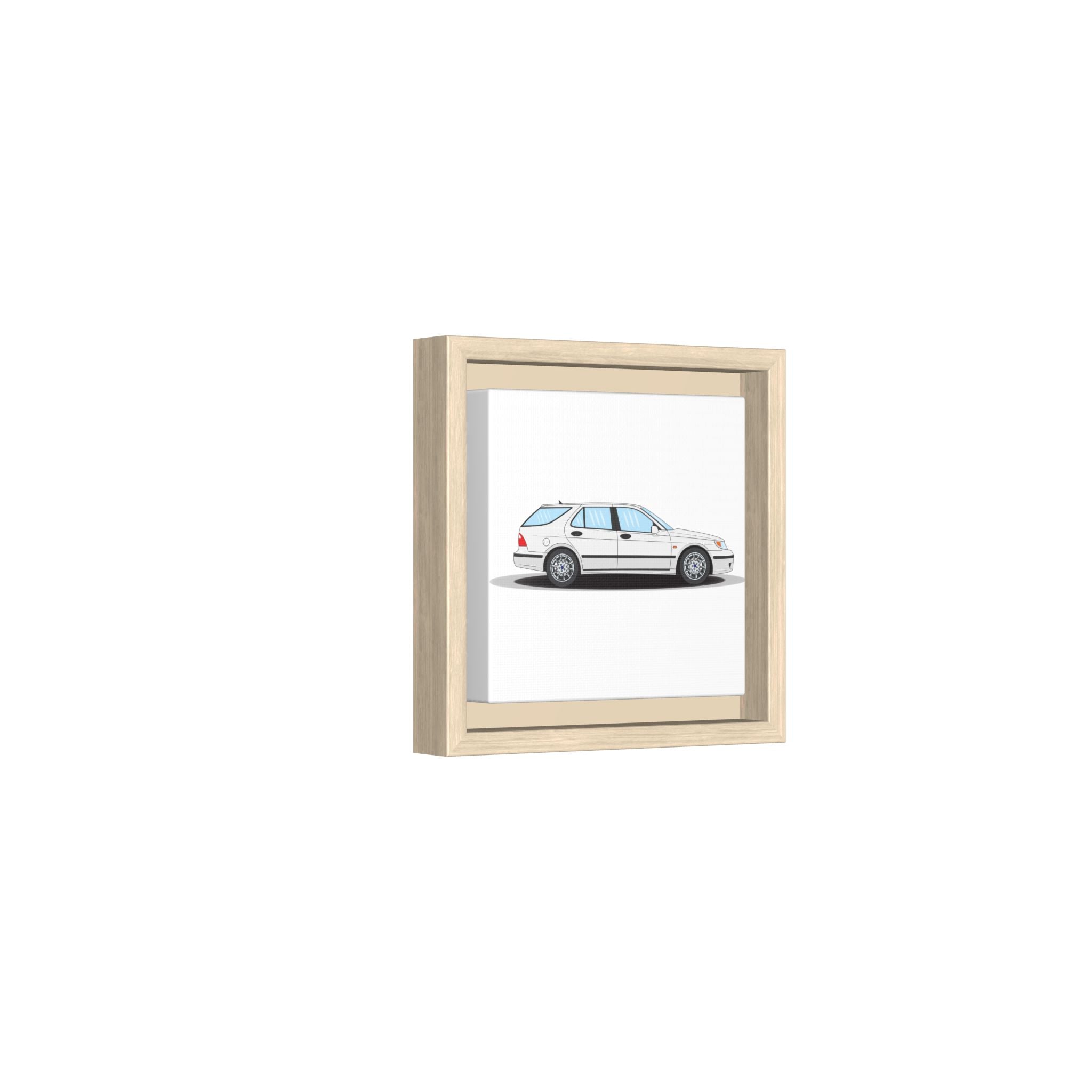 Saab 9-5 OG Aero Wagon Artic White Art Print — Framed Matte Canvas Wall Decor