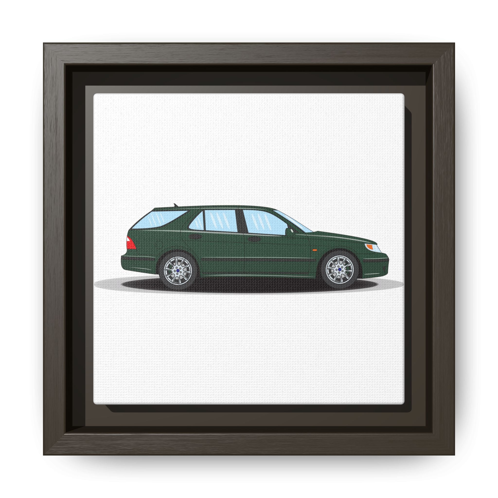 Saab 9-5 OG Aero Wagon Scarabe Green Art Print — Framed Matte Canvas Wall Decor