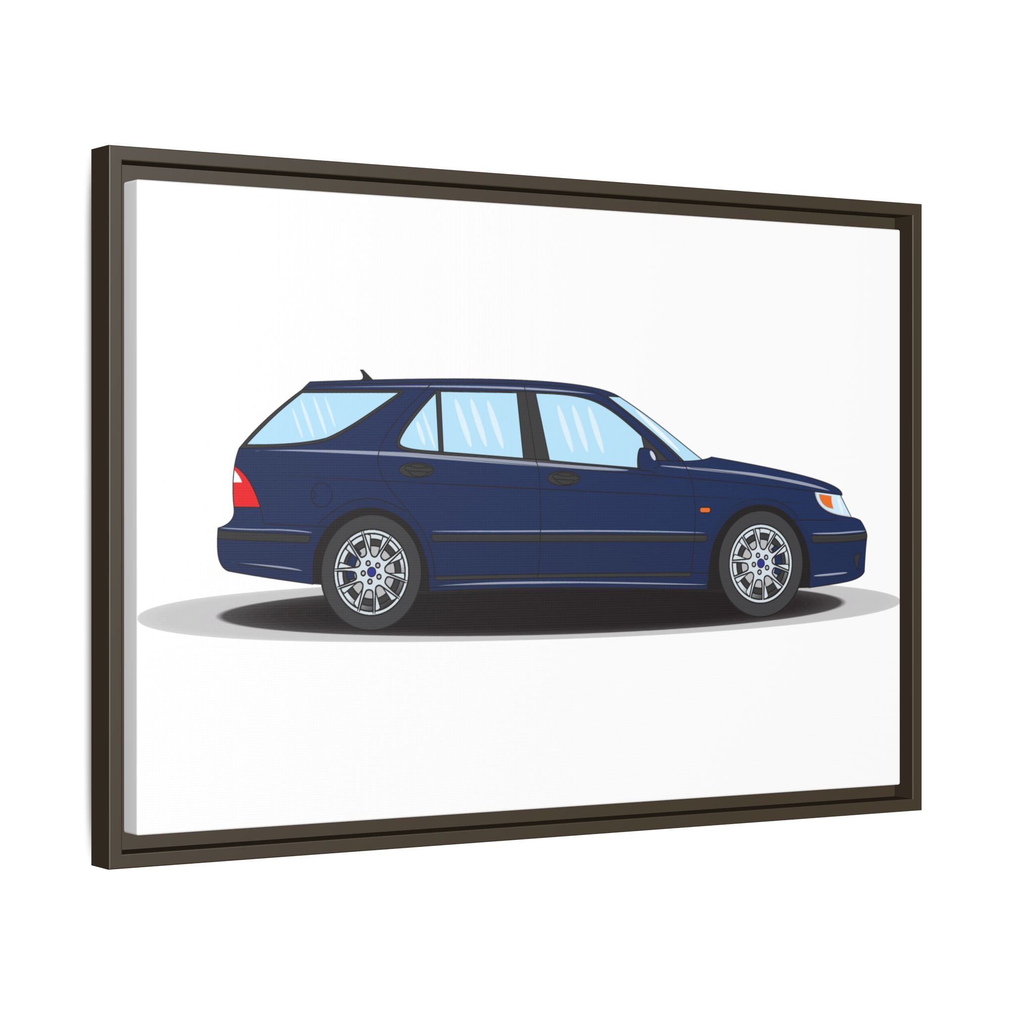 Saab 9-5 OG Aero Wagon Midnight Blue Art Print — Framed Matte Canvas Wall Decor