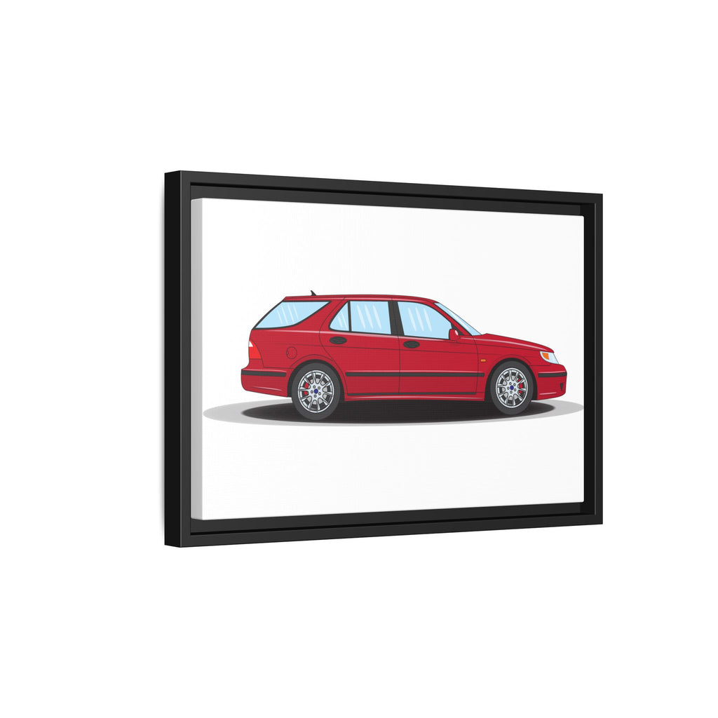 Saab 9-5 OG Aero Wagon Laser Red Art Print — Framed Matte Canvas Wall Decor