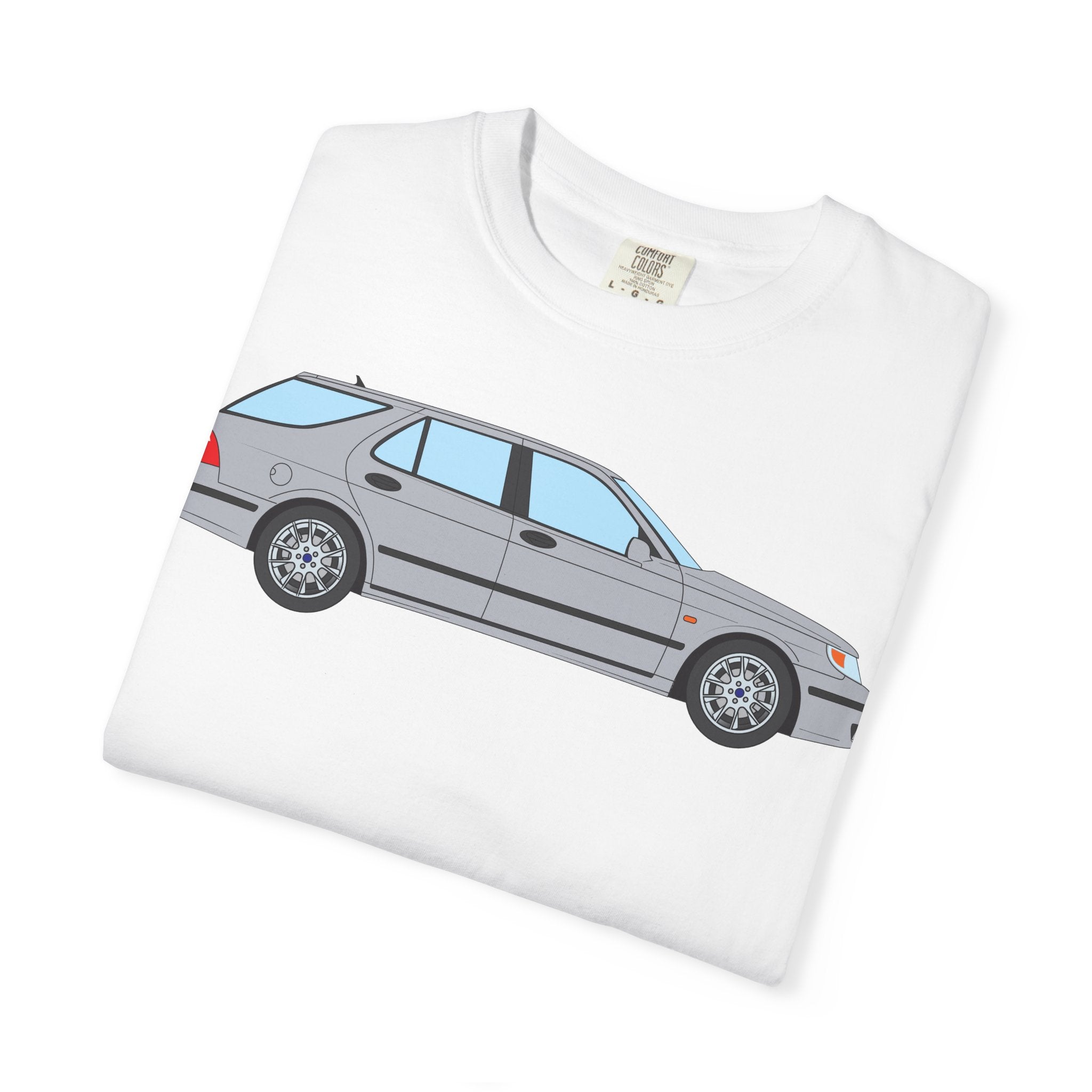 Saab 9-5 OG Aero Wagon Silver Metallic  — T-Shirt — Retro Car Graphic Tee
