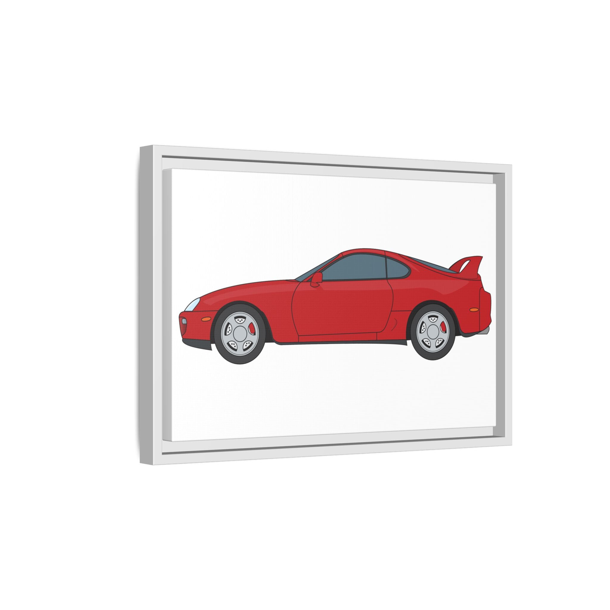 Toyota Supra MK4 Super Red ll Art Print — Framed Matte Canvas Wall Decor