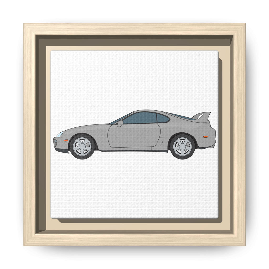 Toyota Supra MK4 Silver Metallic Art Print — Framed Matte Canvas Wall Decor
