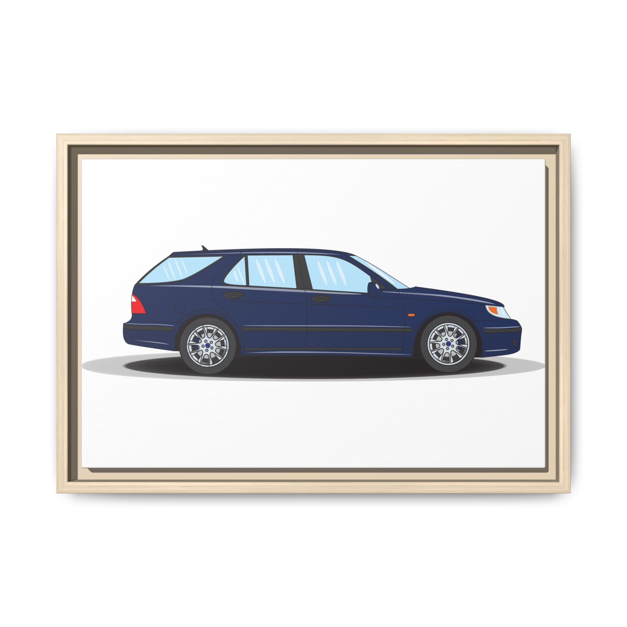 Saab 9-5 OG Aero Wagon Midnight Blue Art Print — Framed Matte Canvas Wall Decor