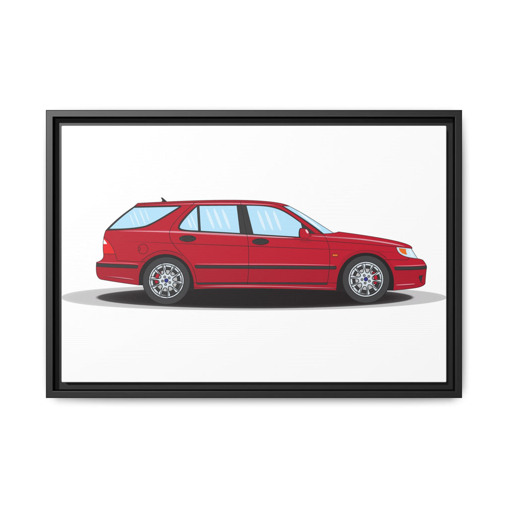 Saab 9-5 OG Aero Wagon Laser Red Art Print — Framed Matte Canvas Wall Decor