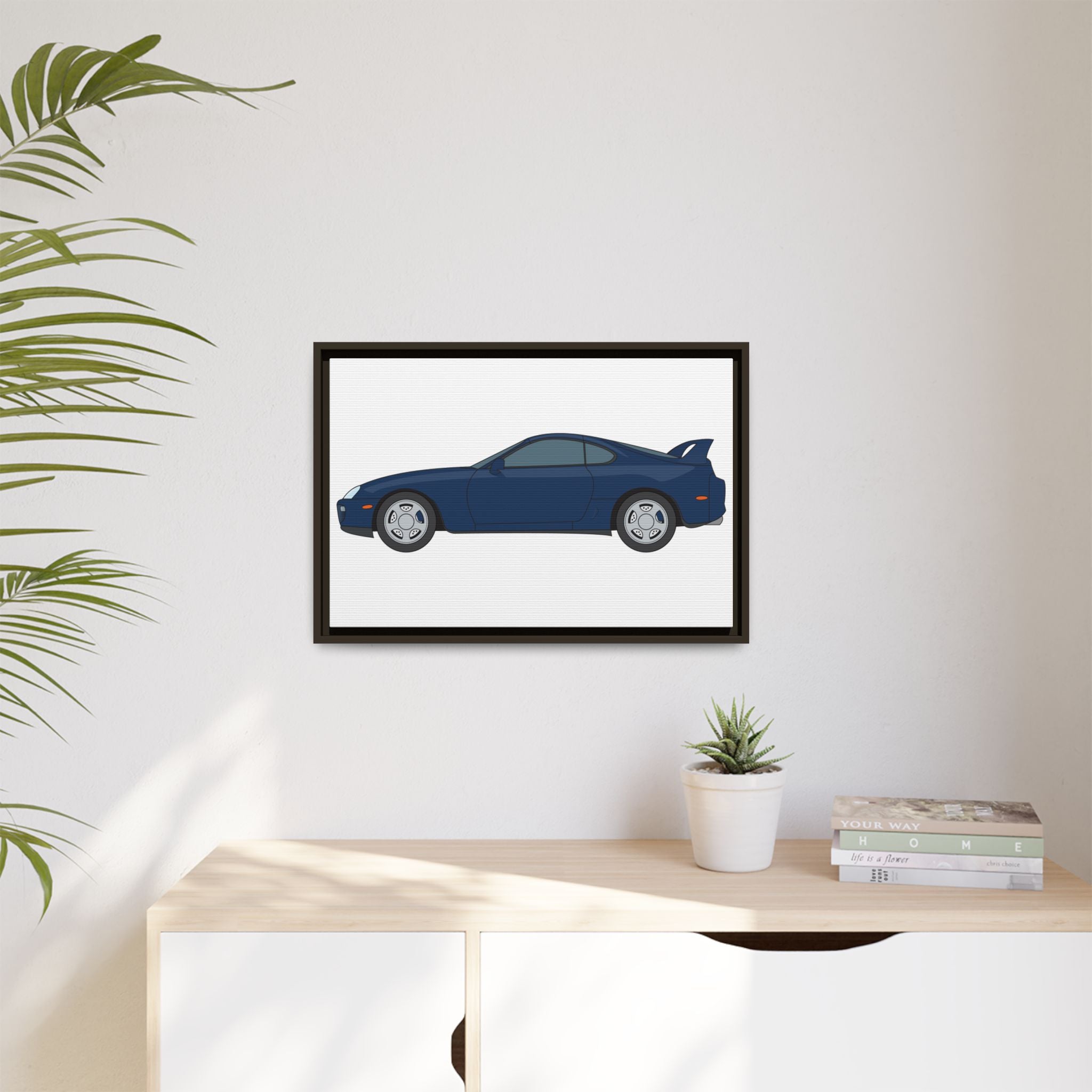 Toyota Supra MK4 Royal Sapphire Art Print — Framed Matte Canvas Wall Decor