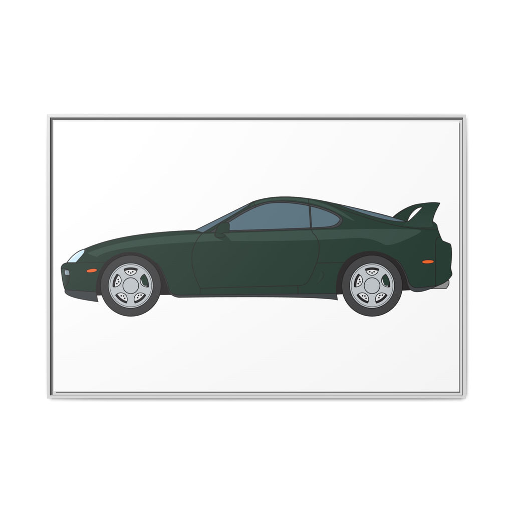 Toyota Supra MK4 Dark Green Mica Art Print — Framed Matte Canvas Wall Decor