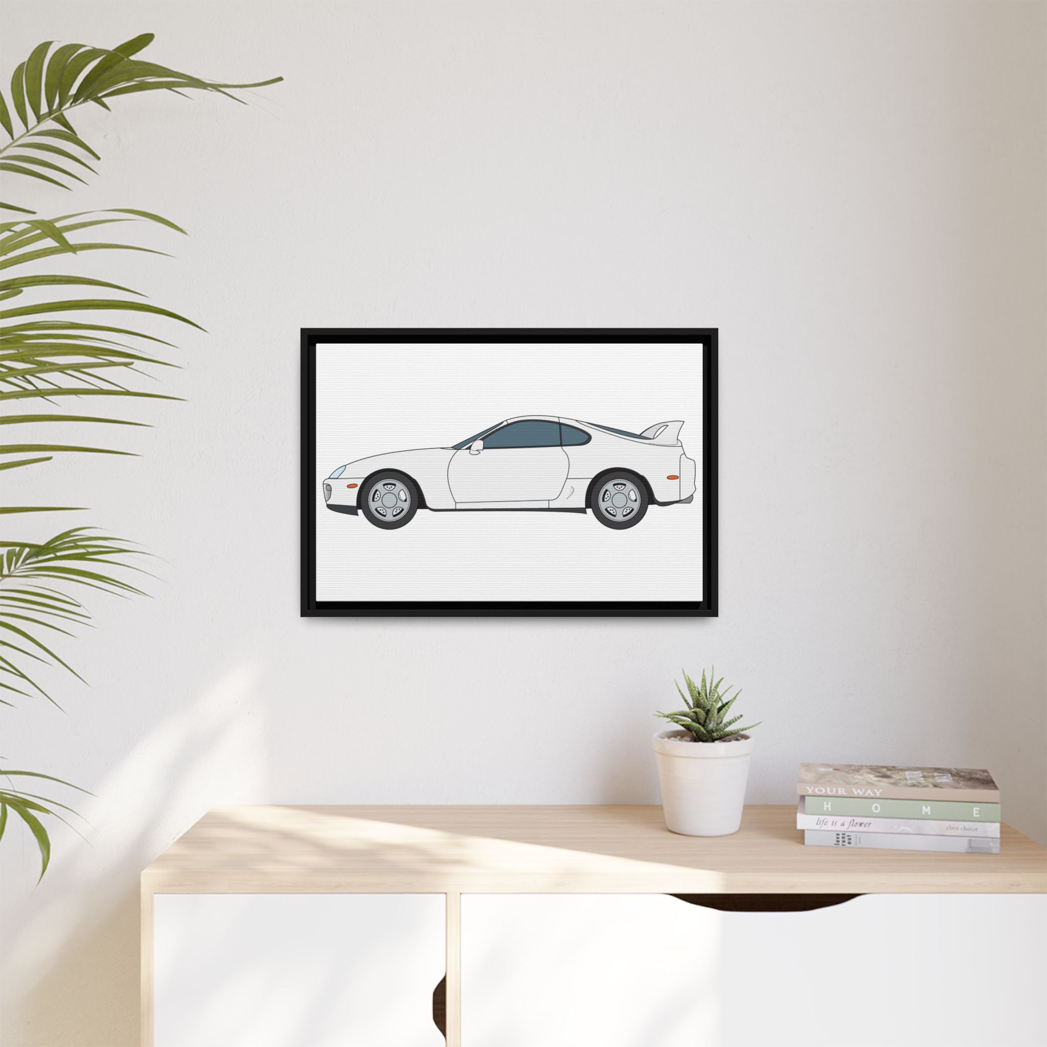 Toyota Supra MK4 Super White ll Art Print — Framed Matte Canvas Wall Decor