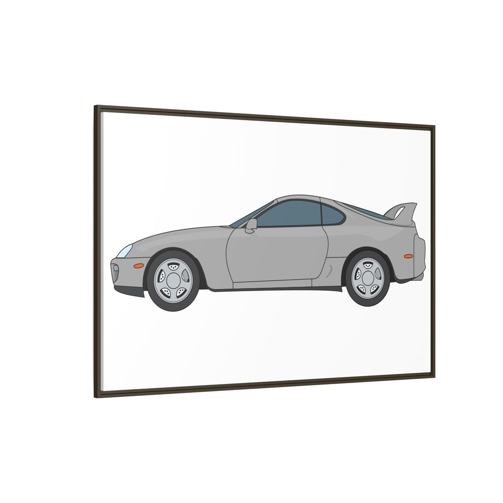 Toyota Supra MK4 Silver Metallic Art Print — Framed Matte Canvas Wall Decor