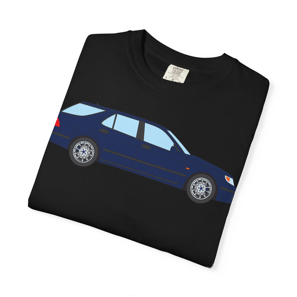 Saab 9-5 OG Aero Wagon Midnight Blue  — T-Shirt — Retro Car Graphic Tee