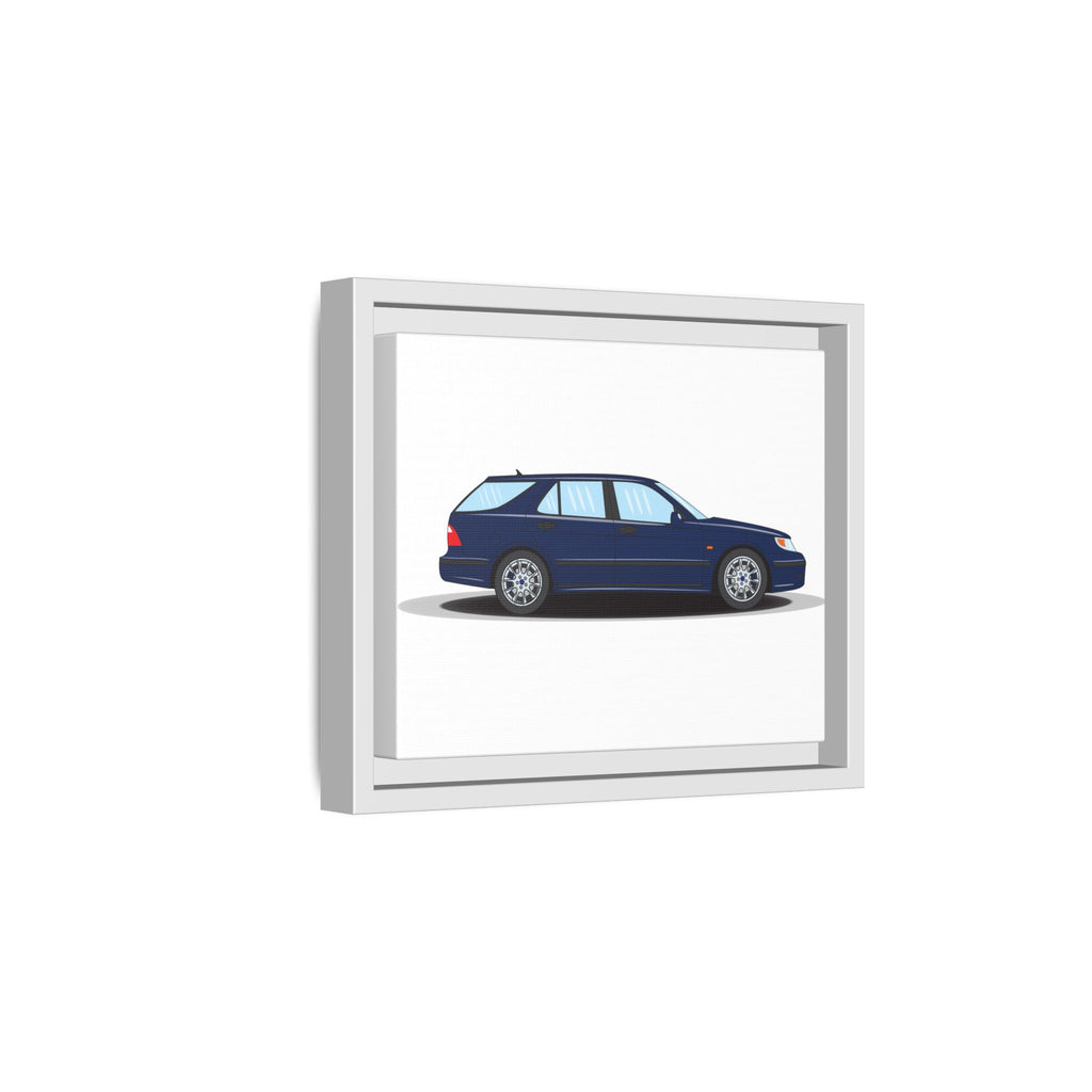 Saab 9-5 OG Aero Wagon Midnight Blue Art Print — Framed Matte Canvas Wall Decor