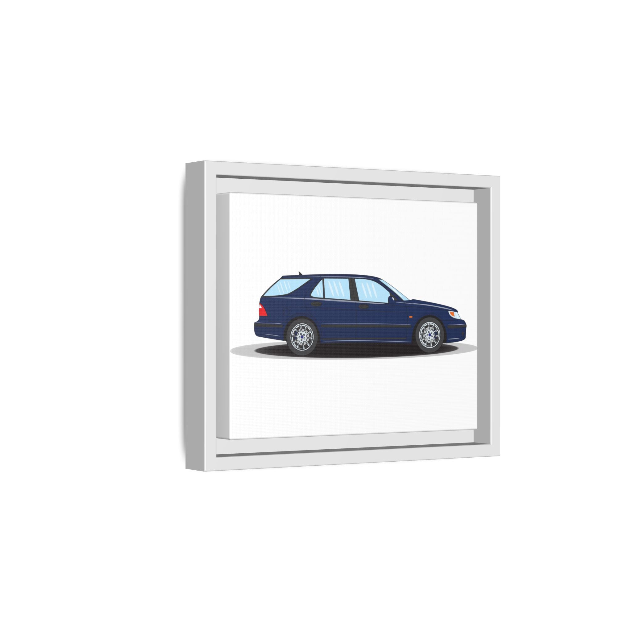 Saab 9-5 OG Aero Wagon Midnight Blue Art Print — Framed Matte Canvas Wall Decor