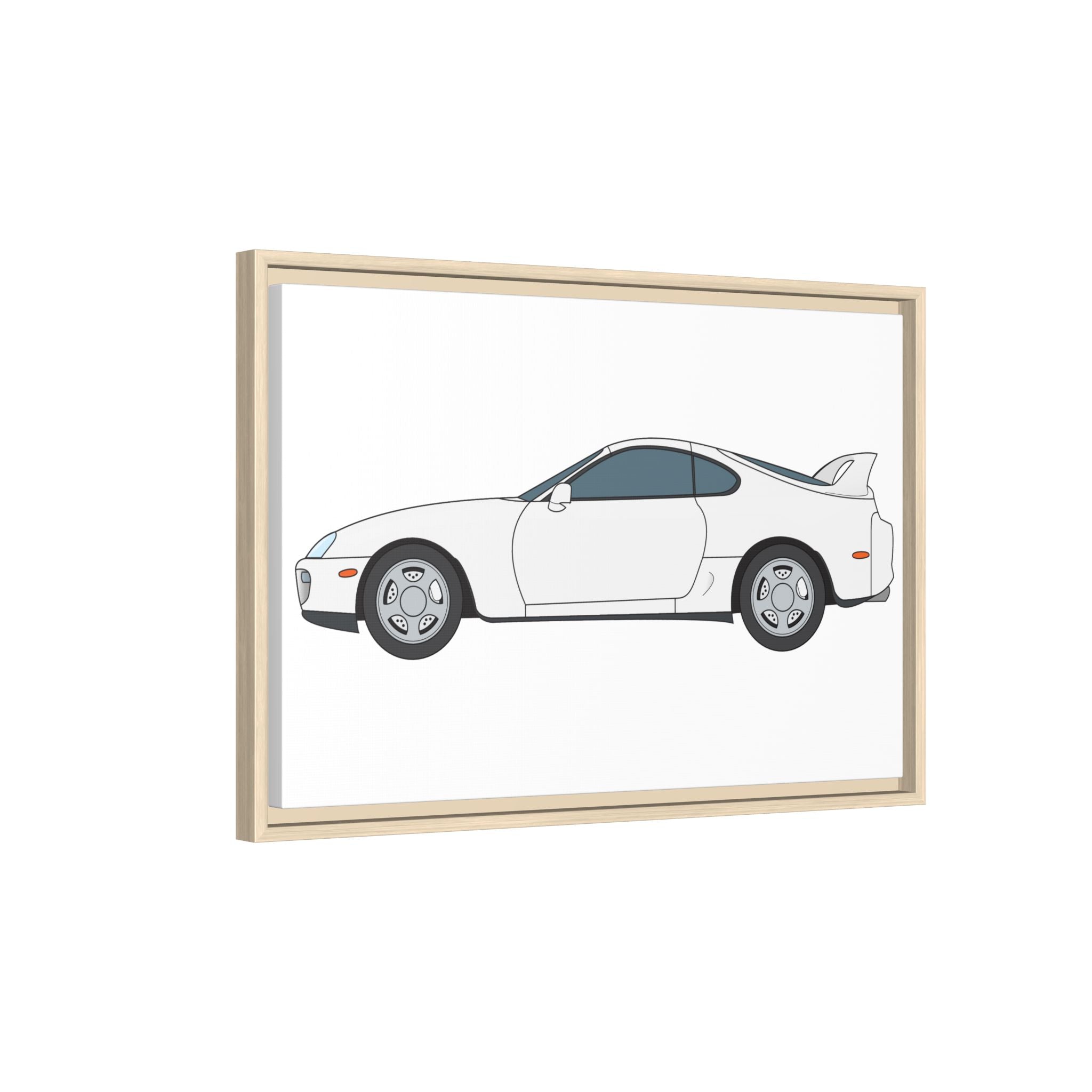 Toyota Supra MK4 Super White ll Art Print — Framed Matte Canvas Wall Decor
