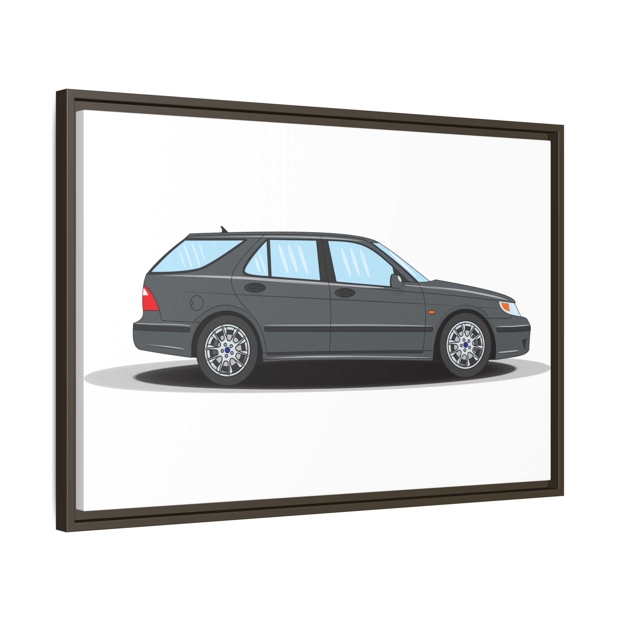 Saab 9-5 OG Aero Steel Grey Art Print — Framed Matte Canvas Wall Decor
