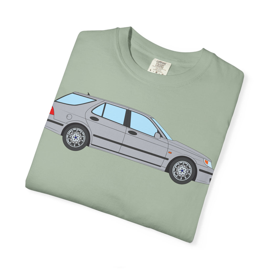 Saab 9-5 OG Aero Wagon Silver Metallic  — T-Shirt — Retro Car Graphic Tee