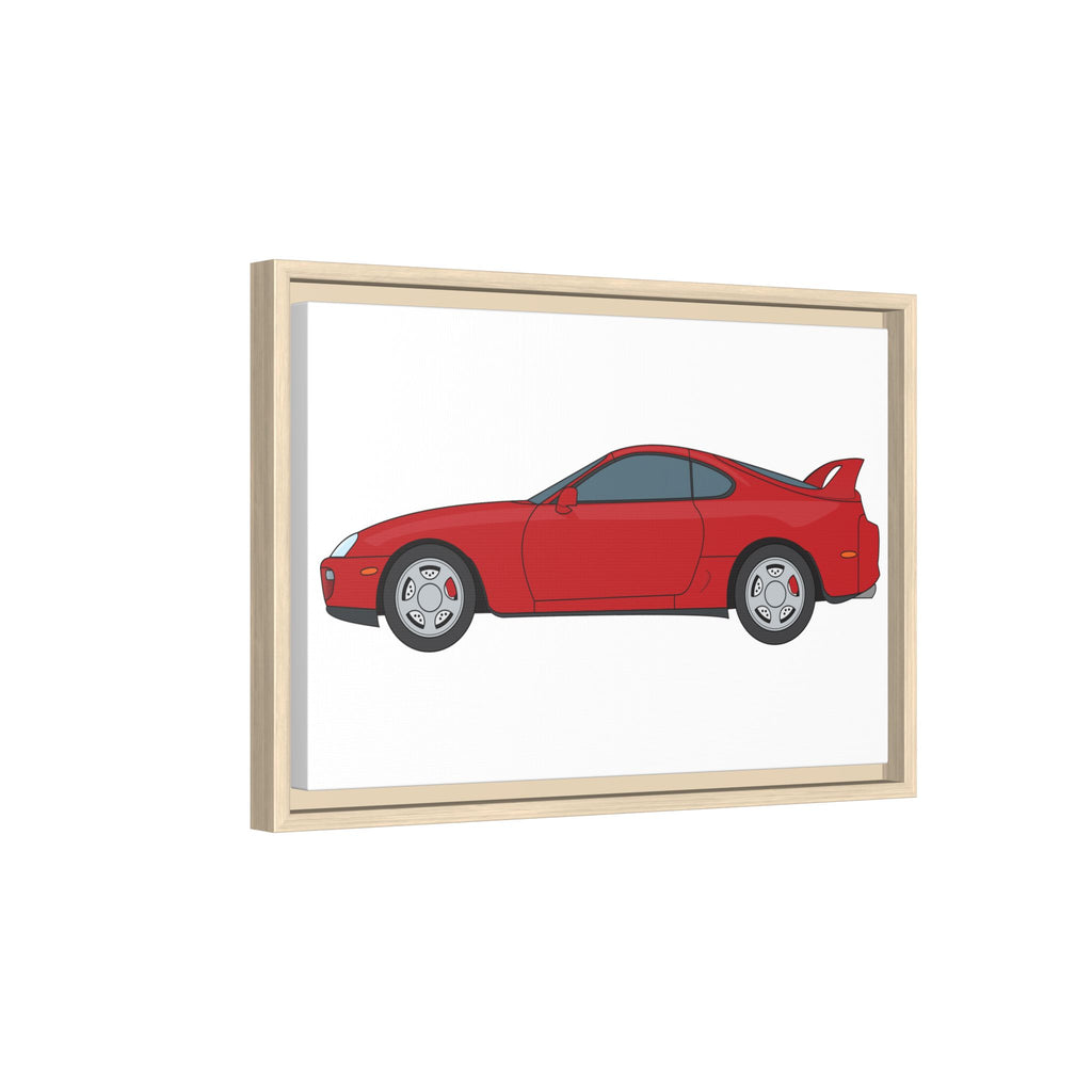 Toyota Supra MK4 Super Red ll Art Print — Framed Matte Canvas Wall Decor