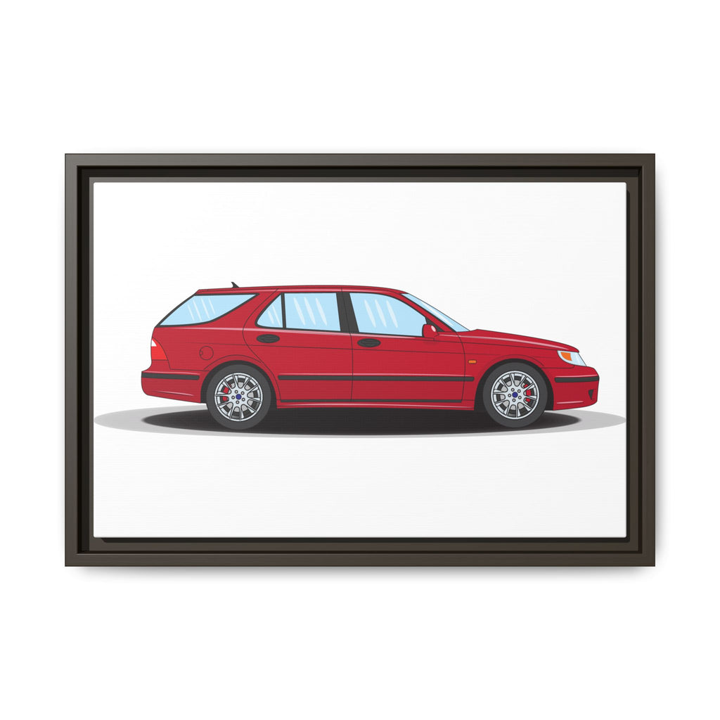 Saab 9-5 OG Aero Wagon Laser Red Art Print — Framed Matte Canvas Wall Decor