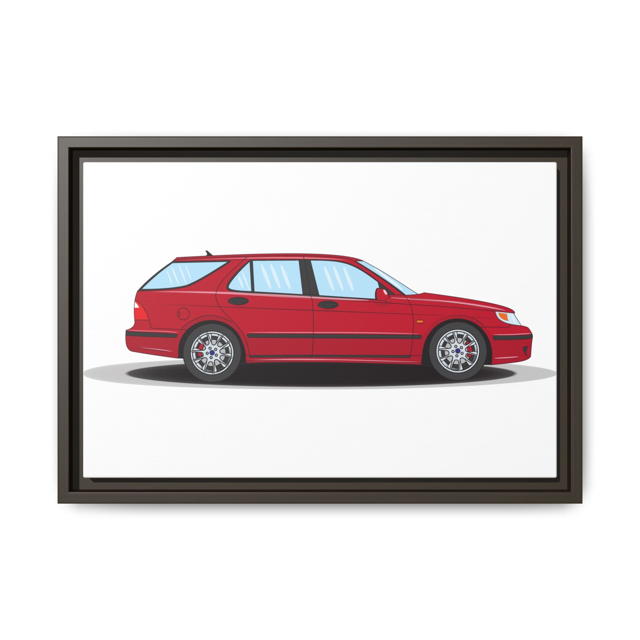 Saab 9-5 OG Aero Wagon Laser Red Art Print — Framed Matte Canvas Wall Decor
