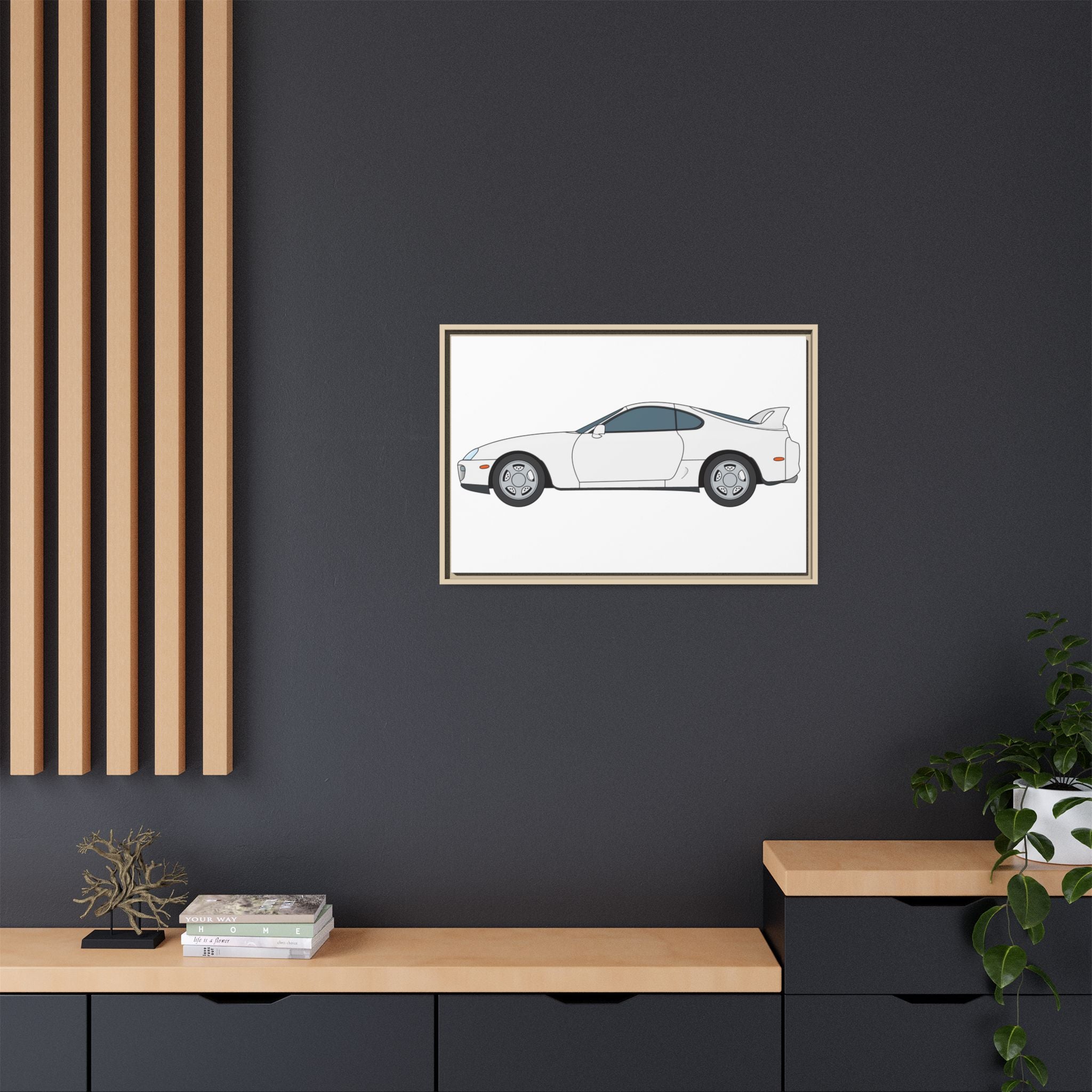 Toyota Supra MK4 Super White ll Art Print — Framed Matte Canvas Wall Decor