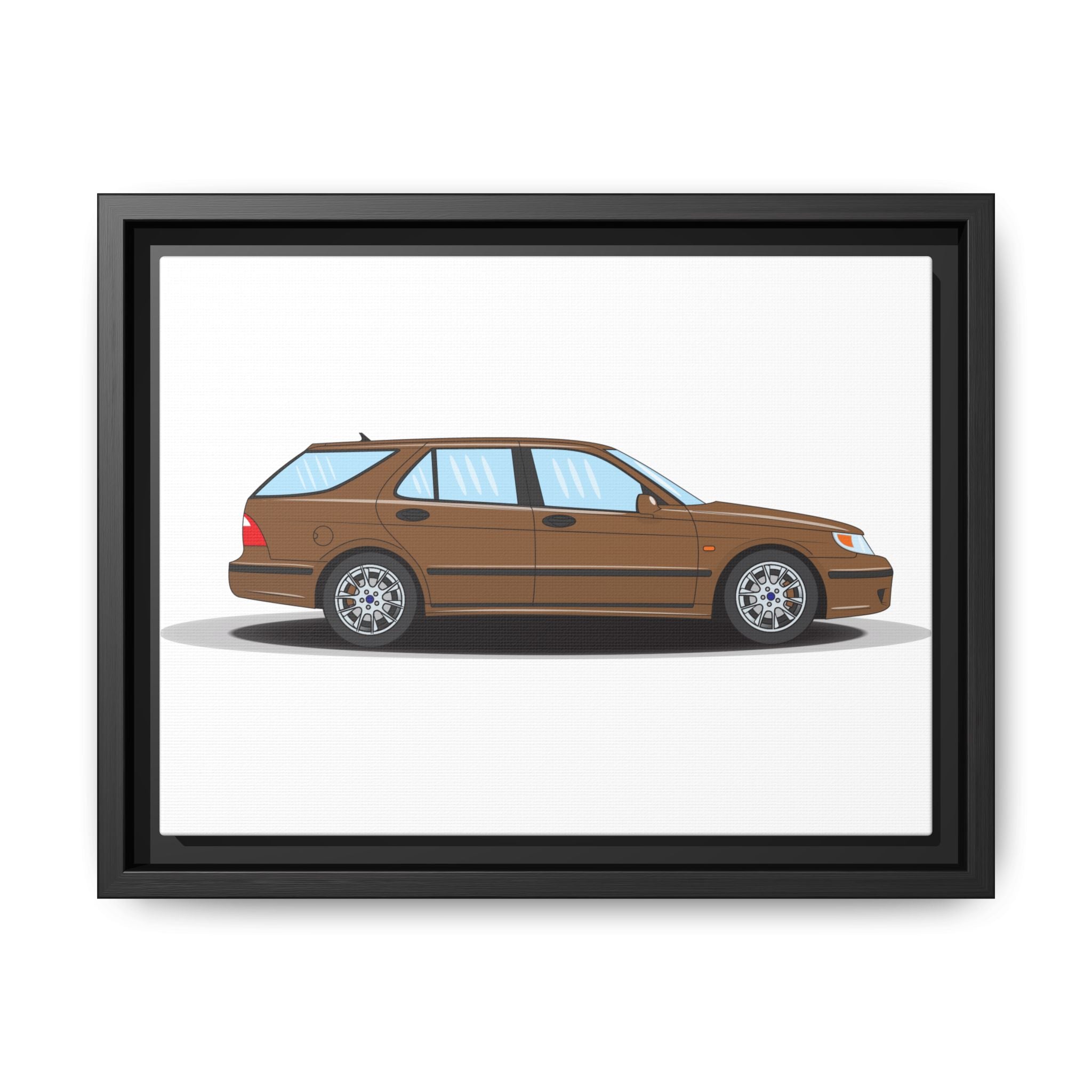 Saab 9-5 OG Aero Wagon Hazelnut Metallic Art Print — Framed Matte Canvas Wall Decor