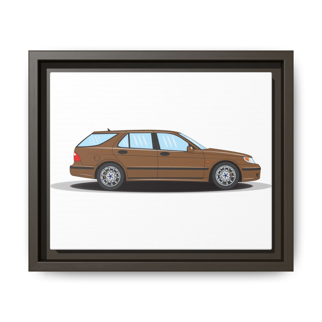 Saab 9-5 OG Aero Wagon Hazelnut Metallic Art Print — Framed Matte Canvas Wall Decor