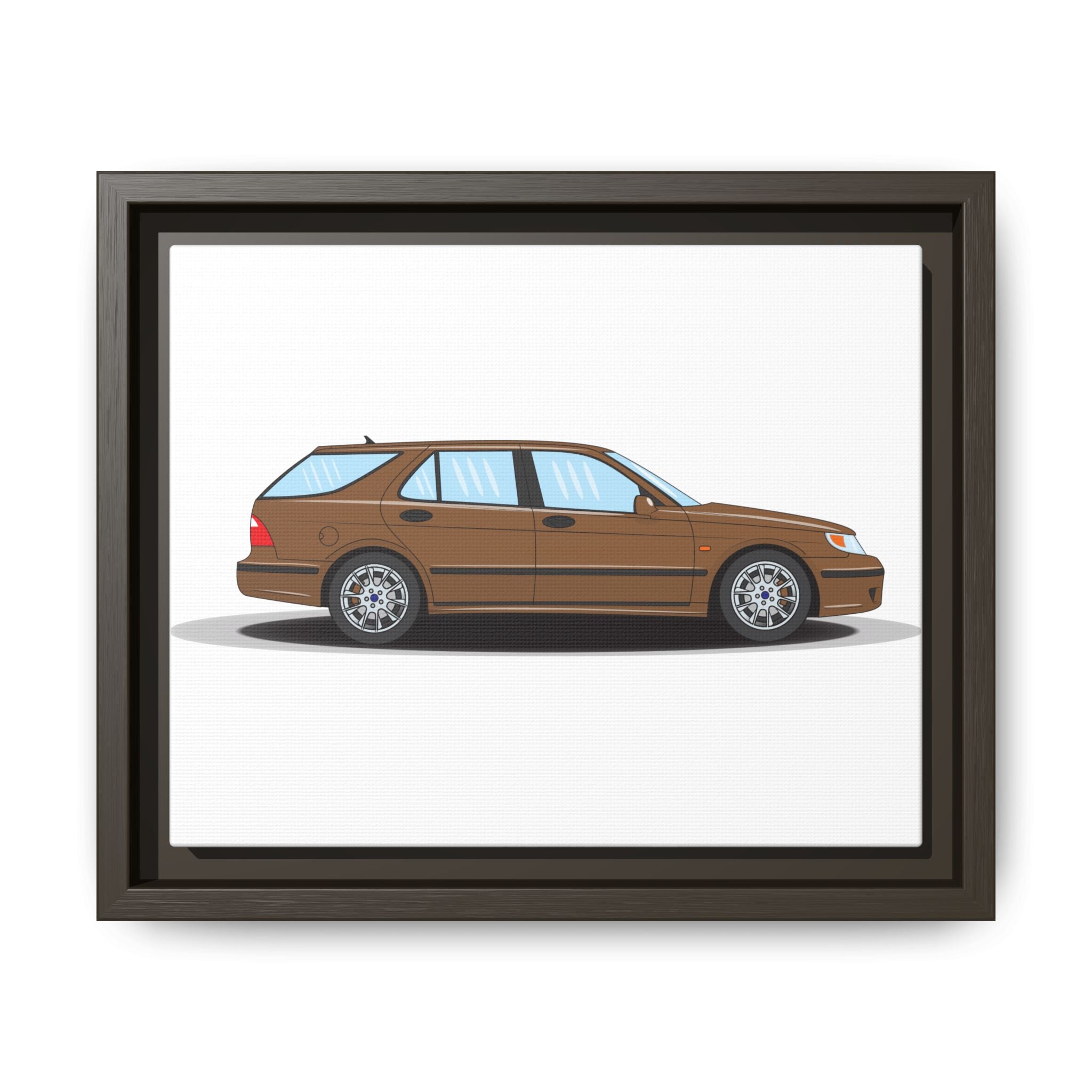 Saab 9-5 OG Aero Wagon Hazelnut Metallic Art Print — Framed Matte Canvas Wall Decor