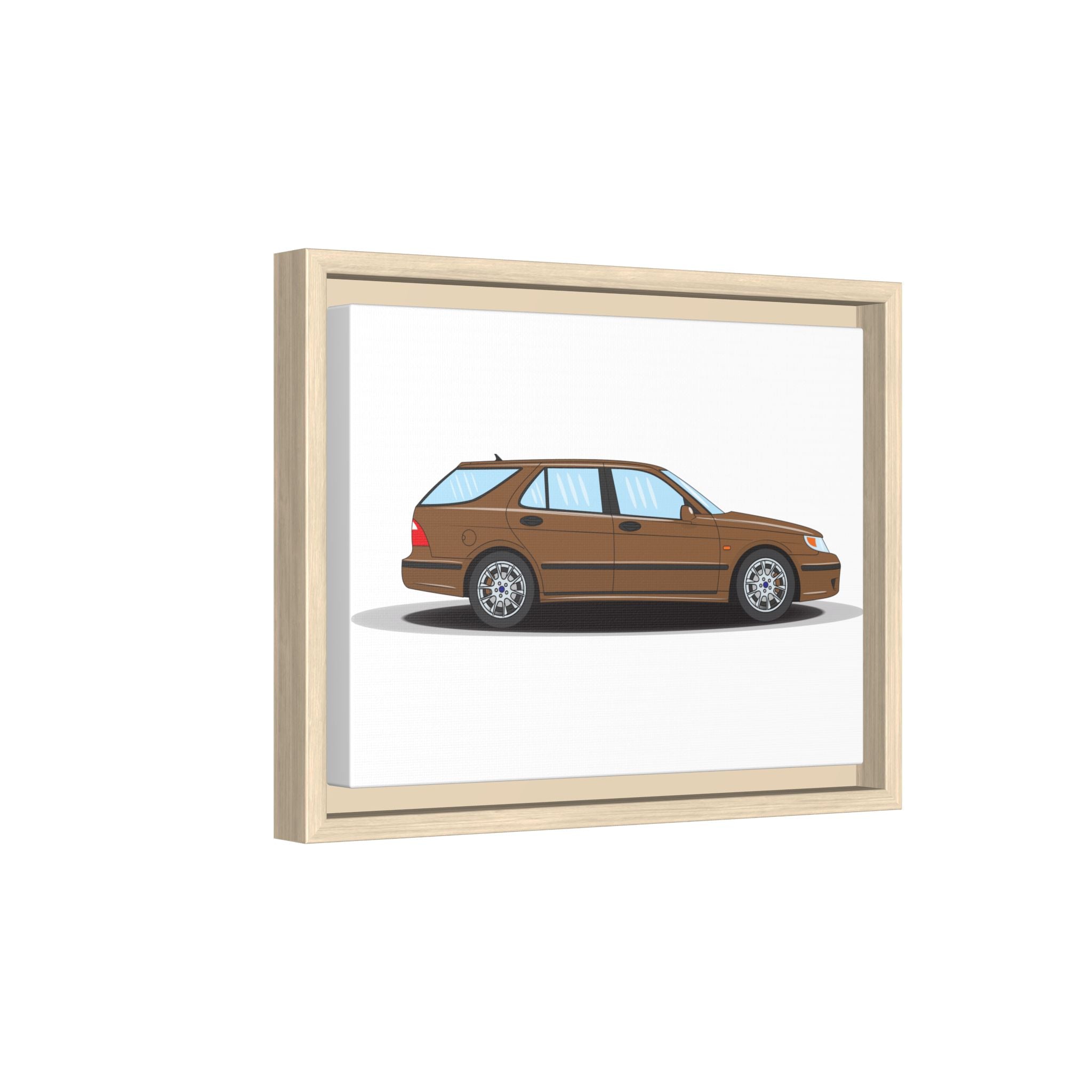 Saab 9-5 OG Aero Wagon Hazelnut Metallic Art Print — Framed Matte Canvas Wall Decor
