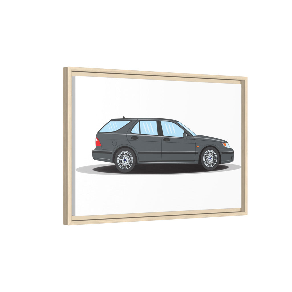 Saab 9-5 OG Aero Steel Grey Art Print — Framed Matte Canvas Wall Decor