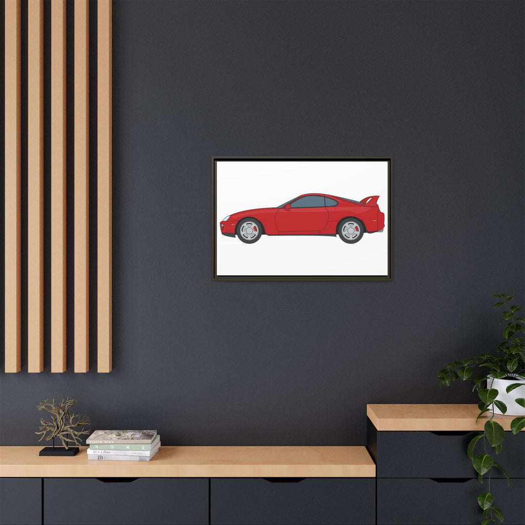 Toyota Supra MK4 Super Red ll Art Print — Framed Matte Canvas Wall Decor