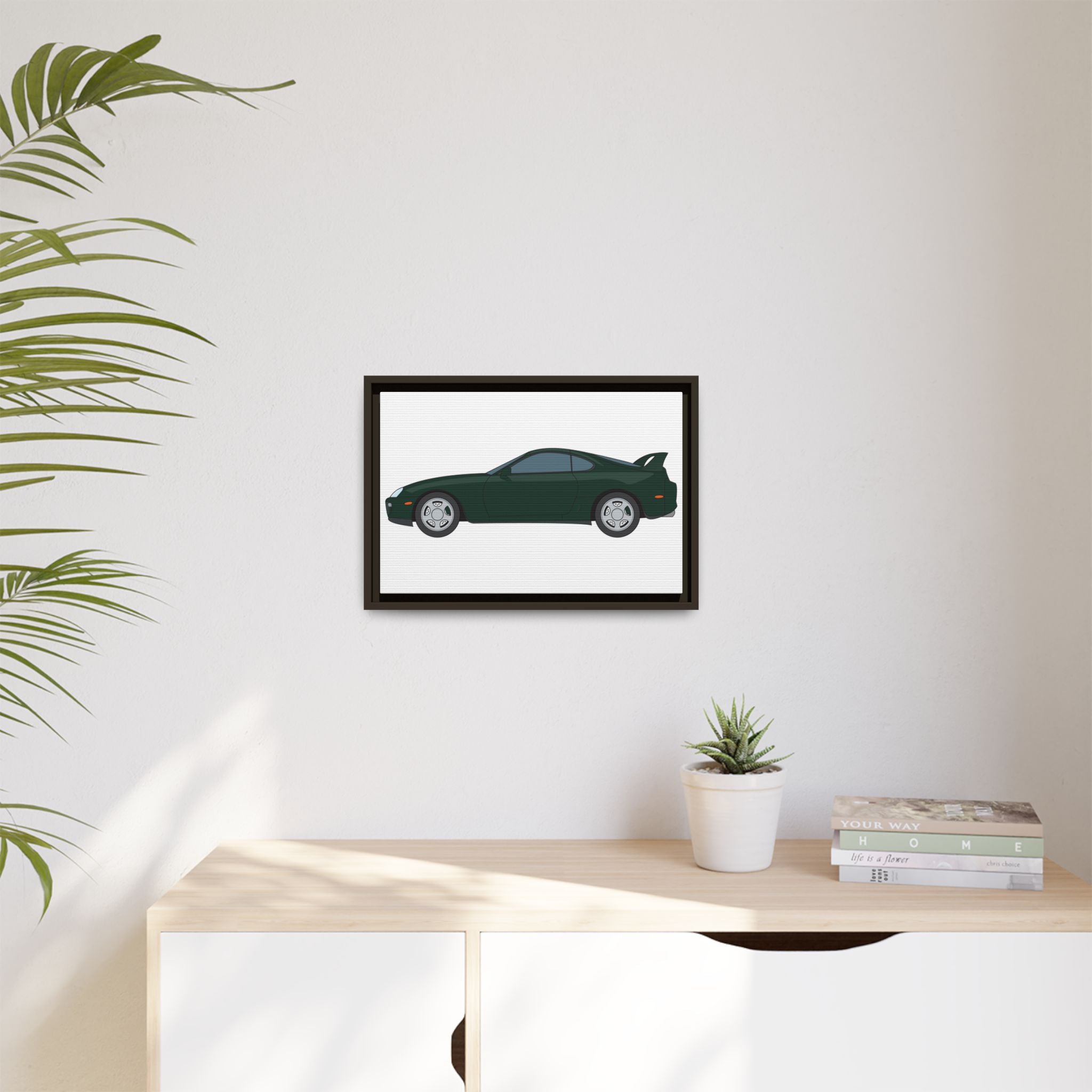 Toyota Supra MK4 Dark Green Mica Art Print — Framed Matte Canvas Wall Decor