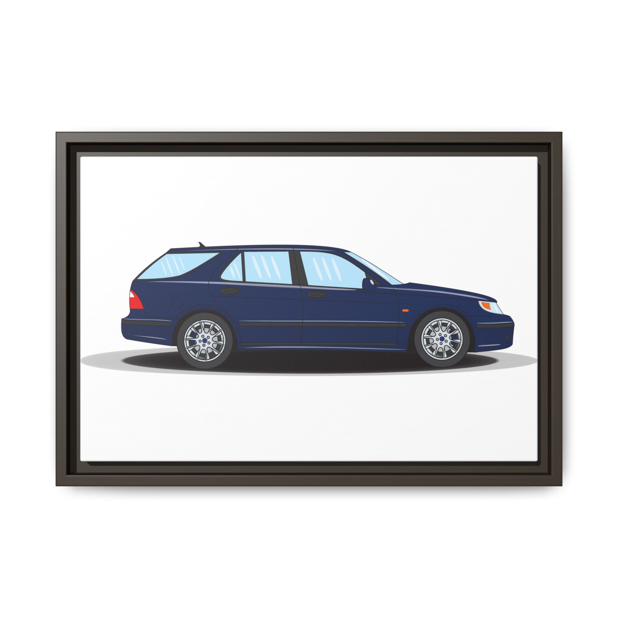 Saab 9-5 OG Aero Wagon Midnight Blue Art Print — Framed Matte Canvas Wall Decor