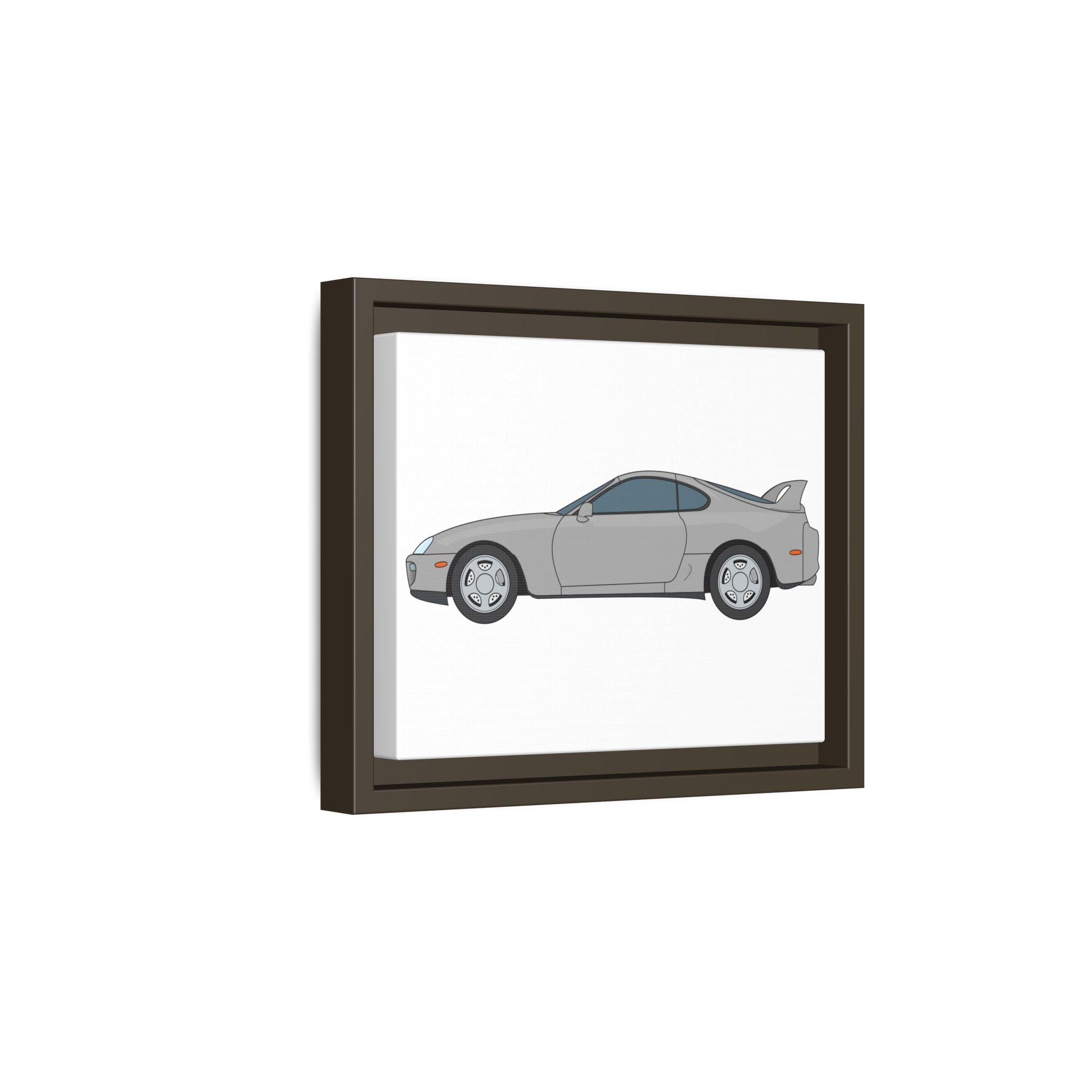 Toyota Supra MK4 Silver Metallic Art Print — Framed Matte Canvas Wall Decor