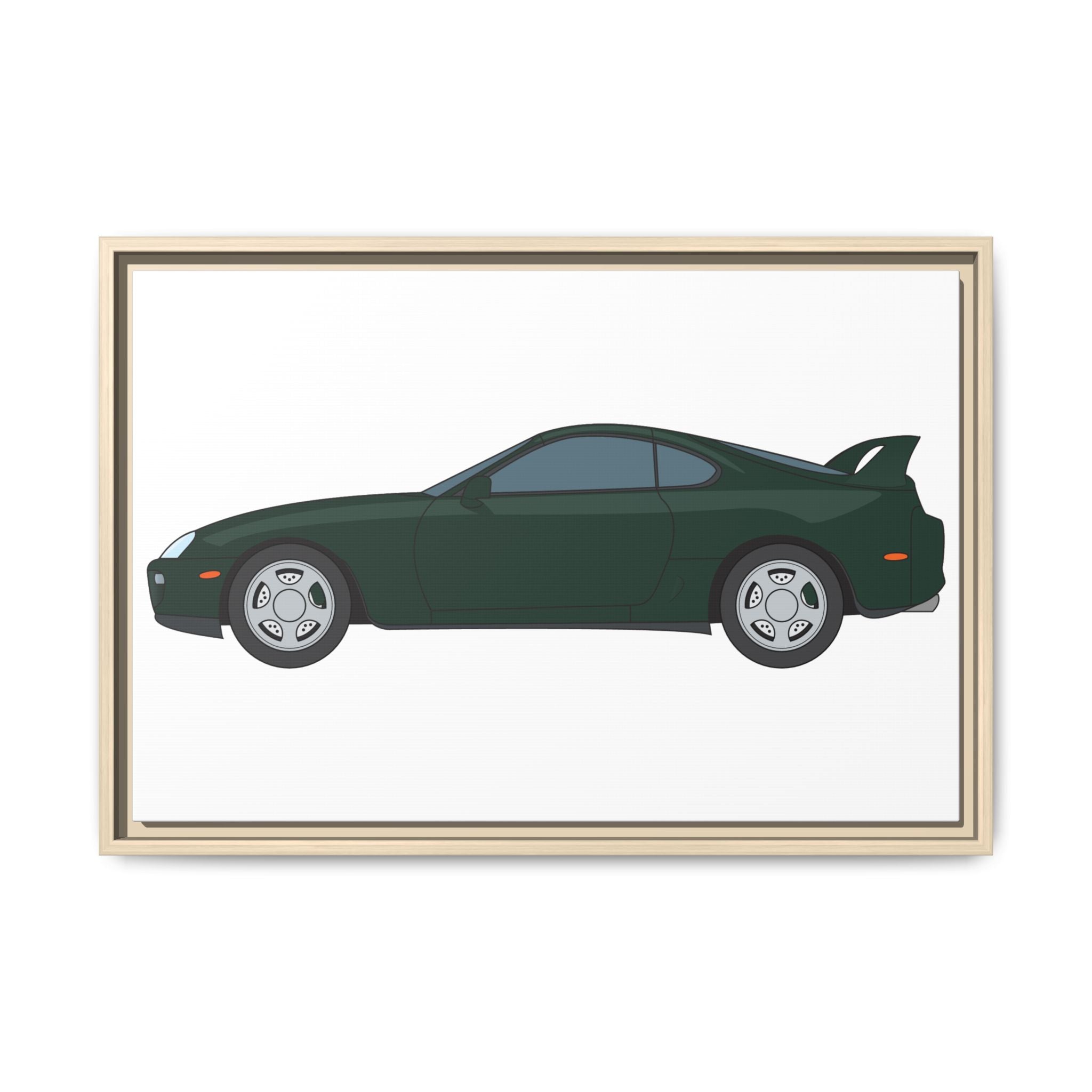 Toyota Supra MK4 Dark Green Mica Art Print — Framed Matte Canvas Wall Decor